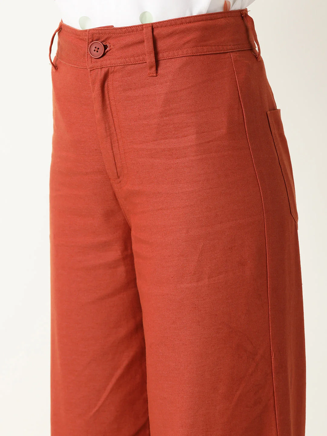 Rareism Women's Micky Mustard Cotton Blend Plain Ankle Length Tailored Trouser - Image 5