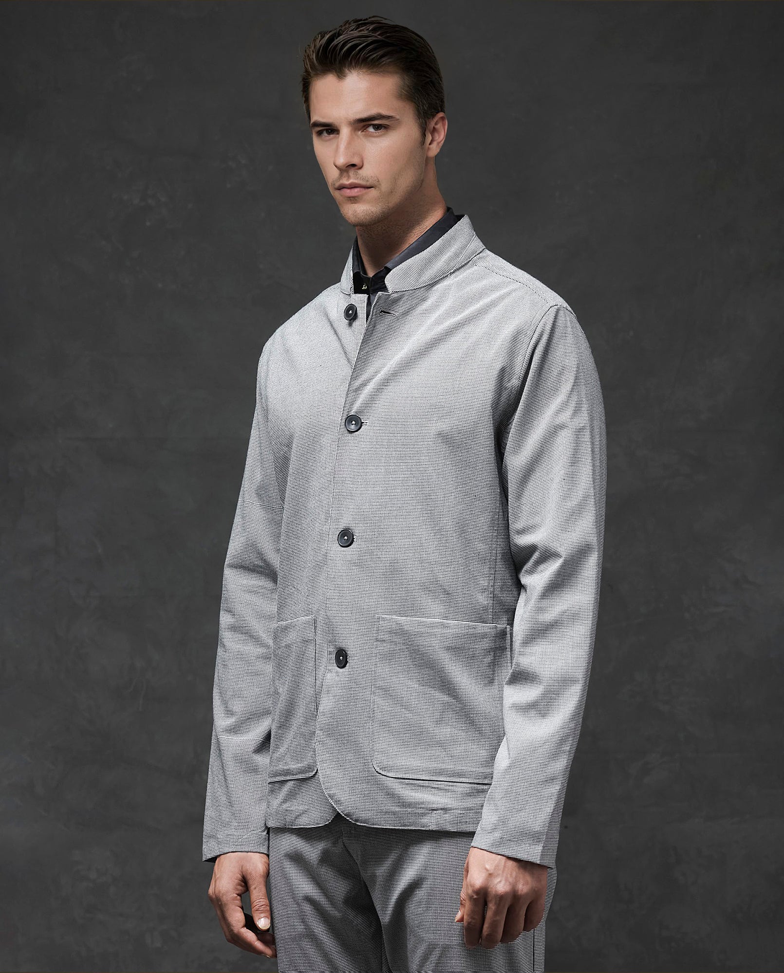 Rare Rabbit Men's Mico Black Polyester Blend Checked Print Relaxed Fit Full Sleeve Mandarin Collar Jacket - Image 6
