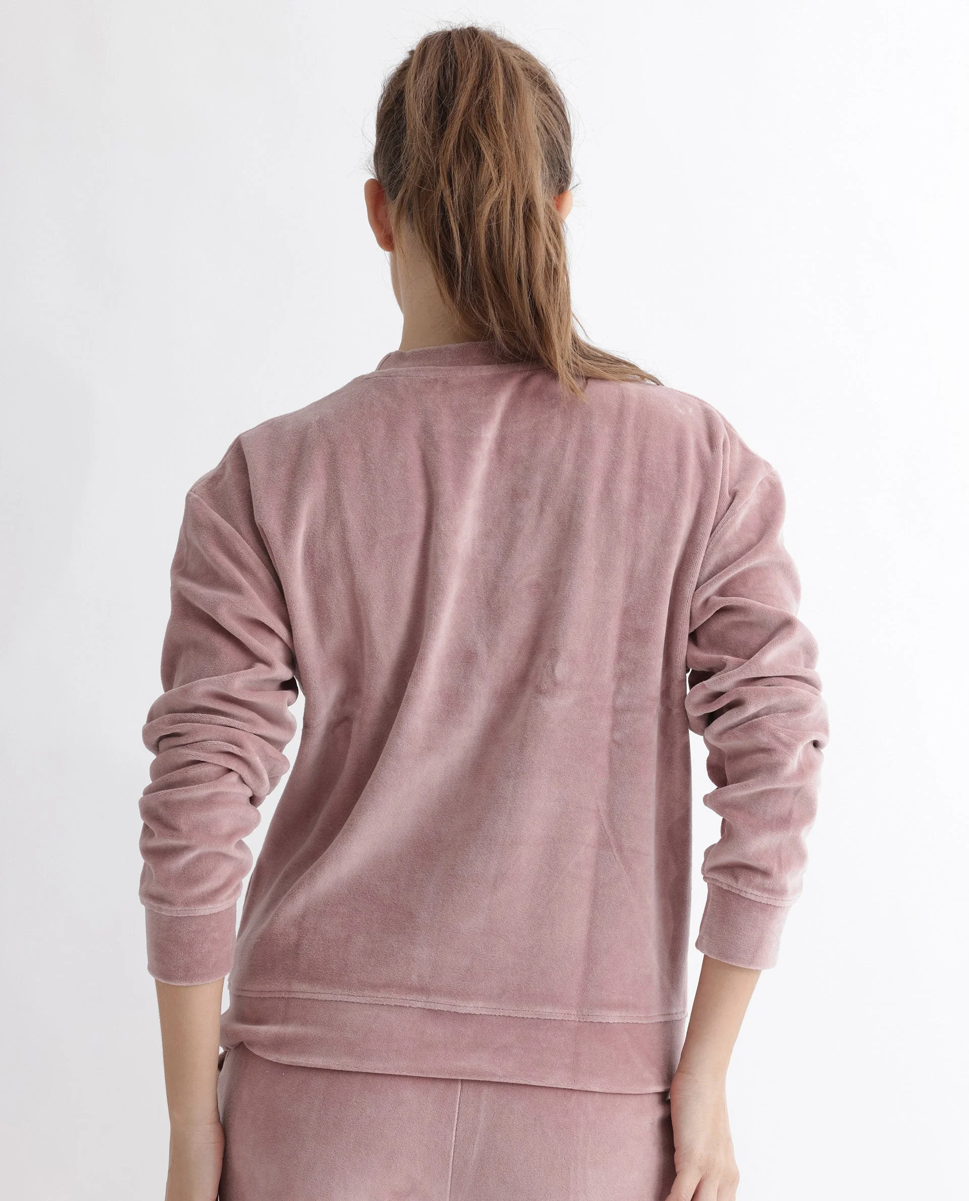 Rareism Women's Micolo Dusky Pink Cotton Blend Crew Neck Graphic Print Cuffed Sleeve Regular Fit Sweatshirt - Image 11