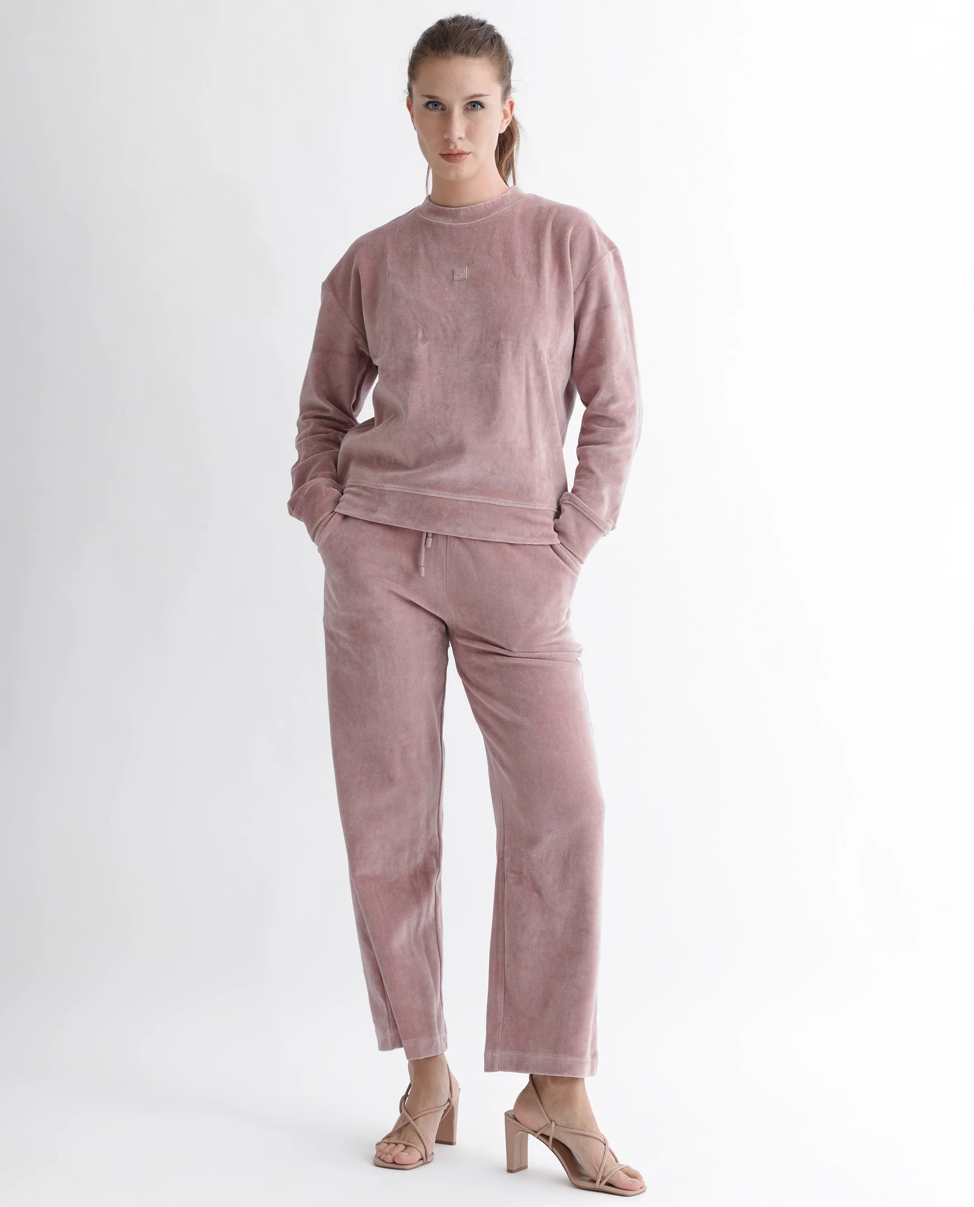 Rareism Women's Micolo Dusky Pink Cotton Blend Crew Neck Graphic Print Cuffed Sleeve Regular Fit Sweatshirt - Image 2