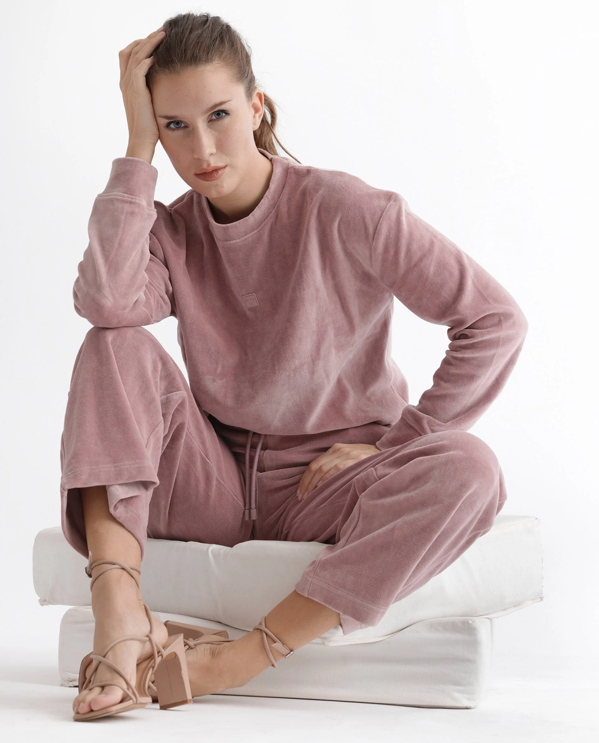 Rareism Women's Micolo Dusky Pink Cotton Blend Crew Neck Graphic Print Cuffed Sleeve Regular Fit Sweatshirt - Image 5