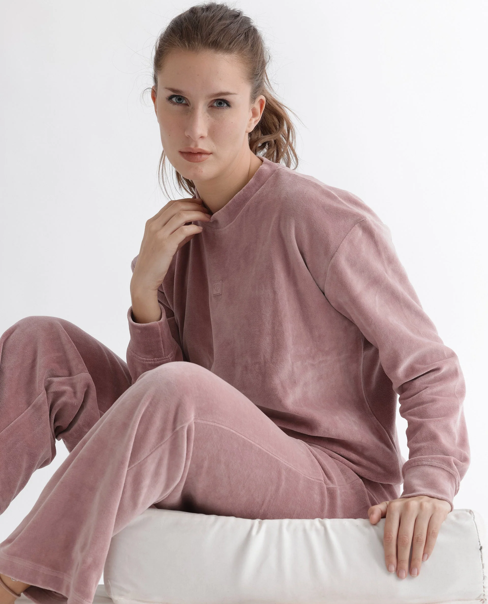 Rareism Women's Micolo Dusky Pink Cotton Blend Crew Neck Graphic Print Cuffed Sleeve Regular Fit Sweatshirt - Image 8