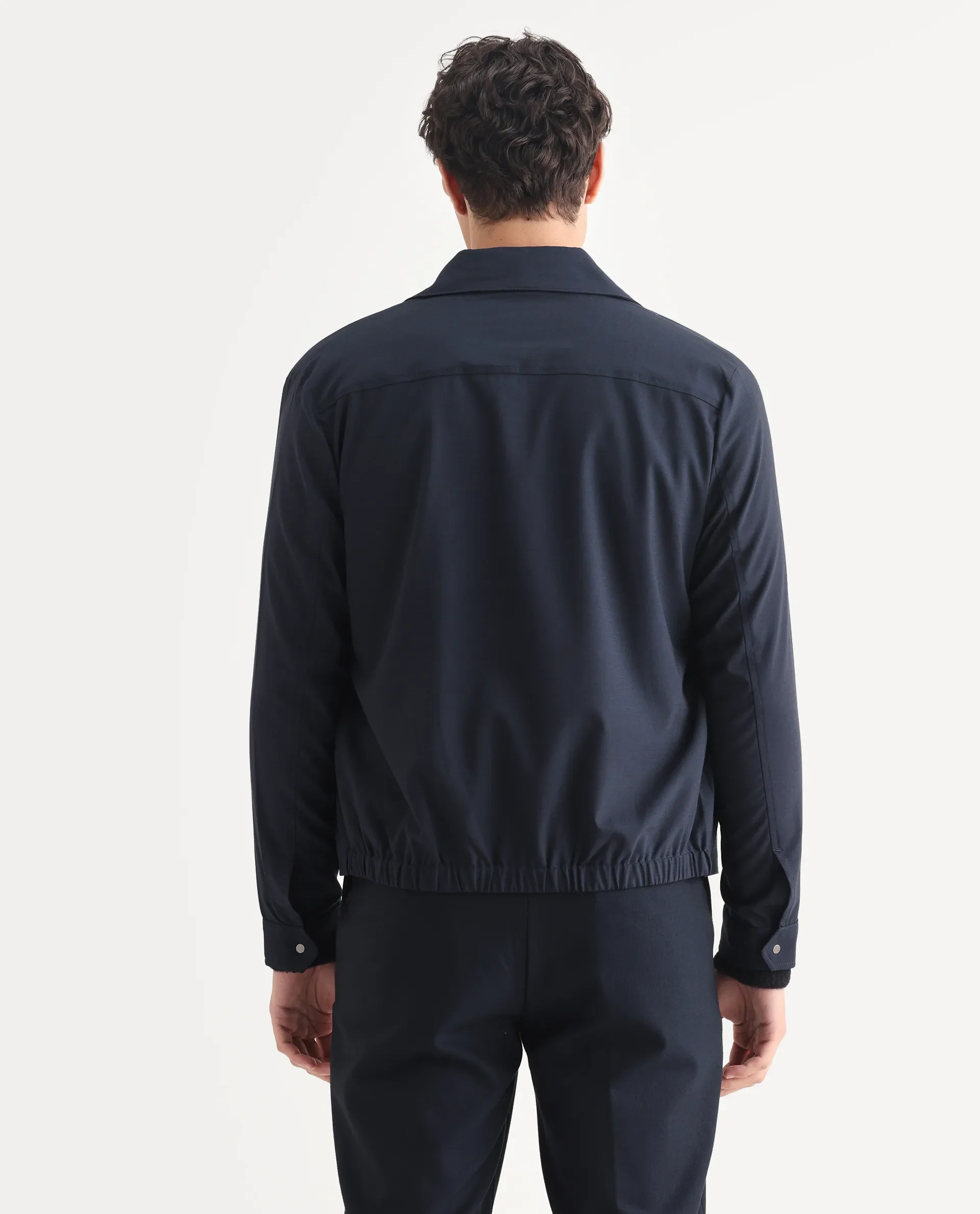Rare Rabbit Men's Micraso Navy Polyester Blend Checked Print Regular Fit Full Sleeve Collared Shacket - Image 7