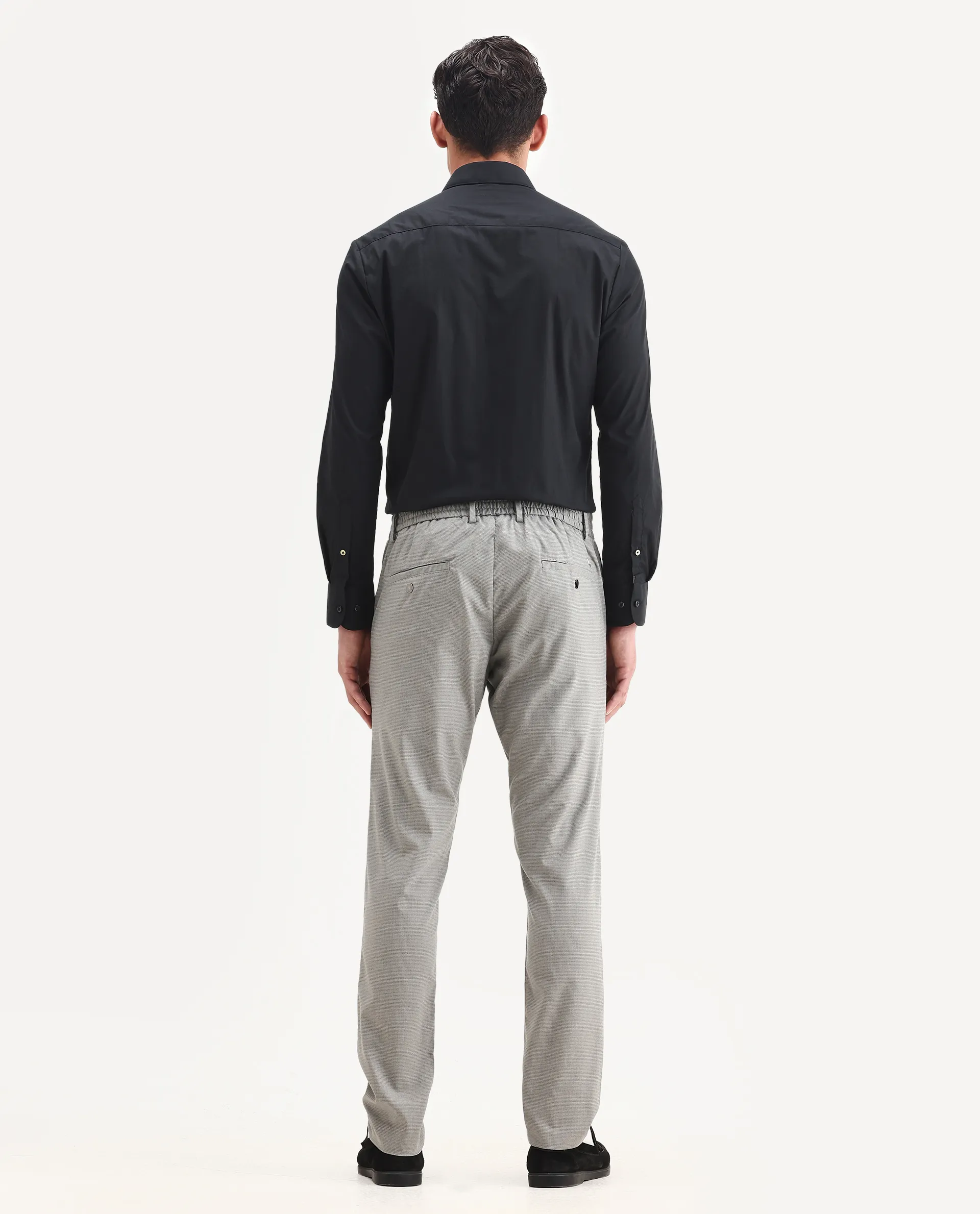 Rare Rabbit Men's Microl Grey Polyester Checked Print Regular Fit Trouser - Image 7