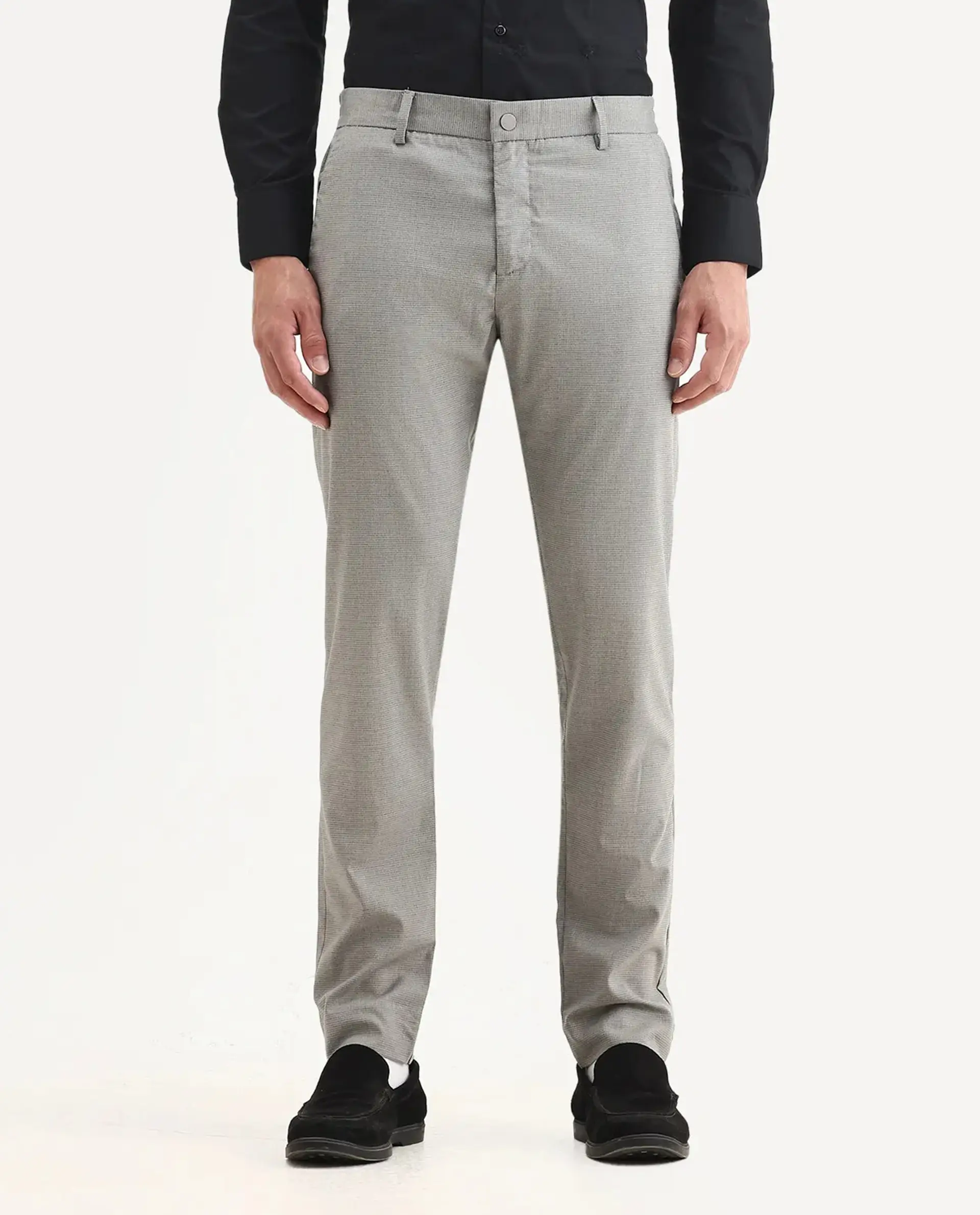 Rare Rabbit Men's Microl Grey Polyester Checked Print Regular Fit Trouser - Image 8