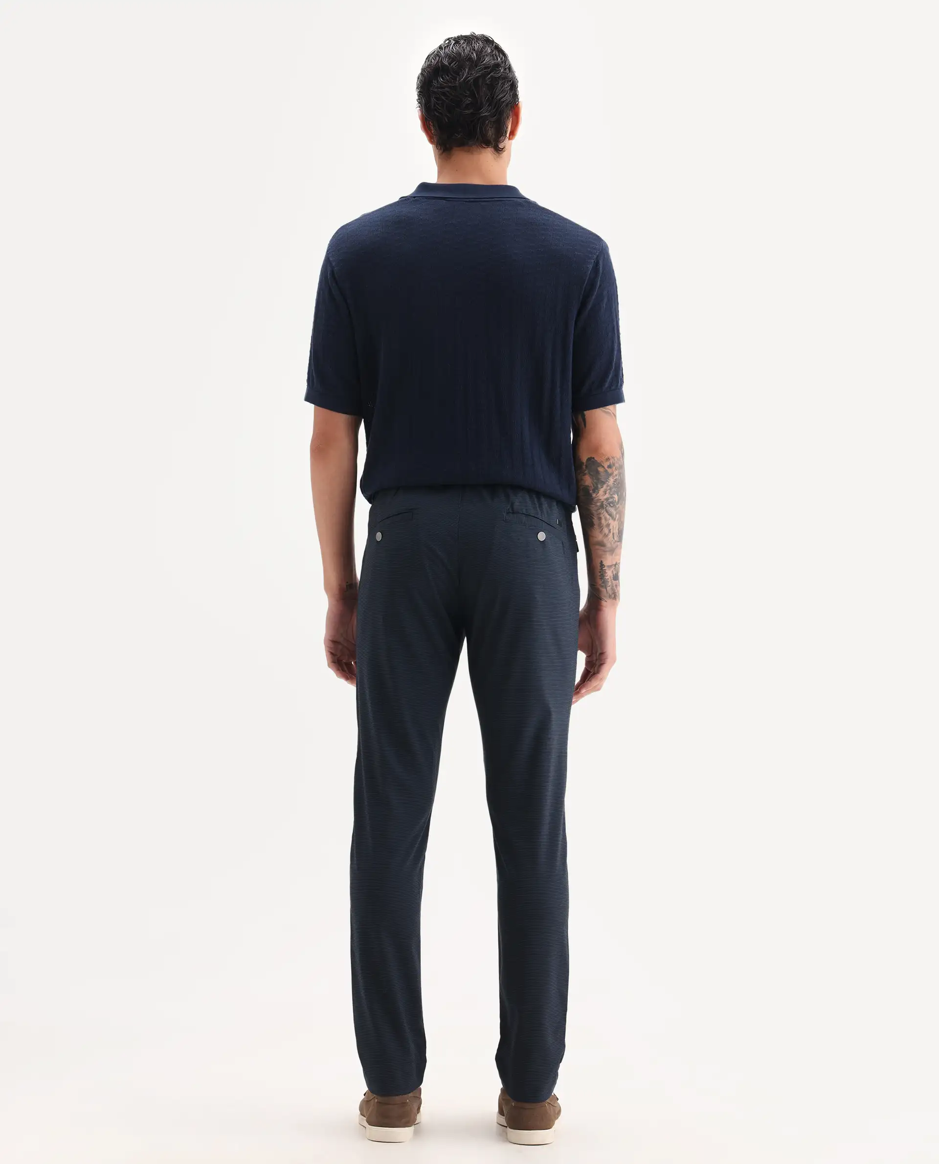 Rare Rabbit Men's Microl Navy Polyester Checked Print Regular Fit Trouser - Image 8