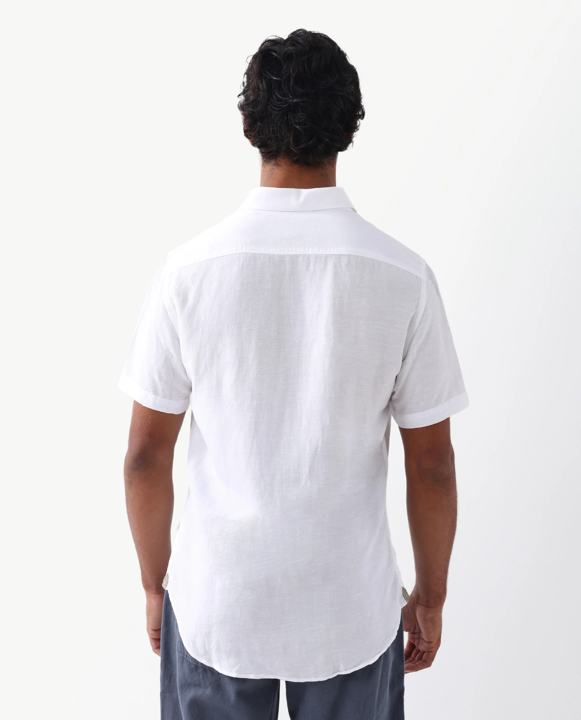 Rare Rabbit Men's Mik White Linen Blend Plain Regular Fit Half Sleeve Collared Shirt - Image 8