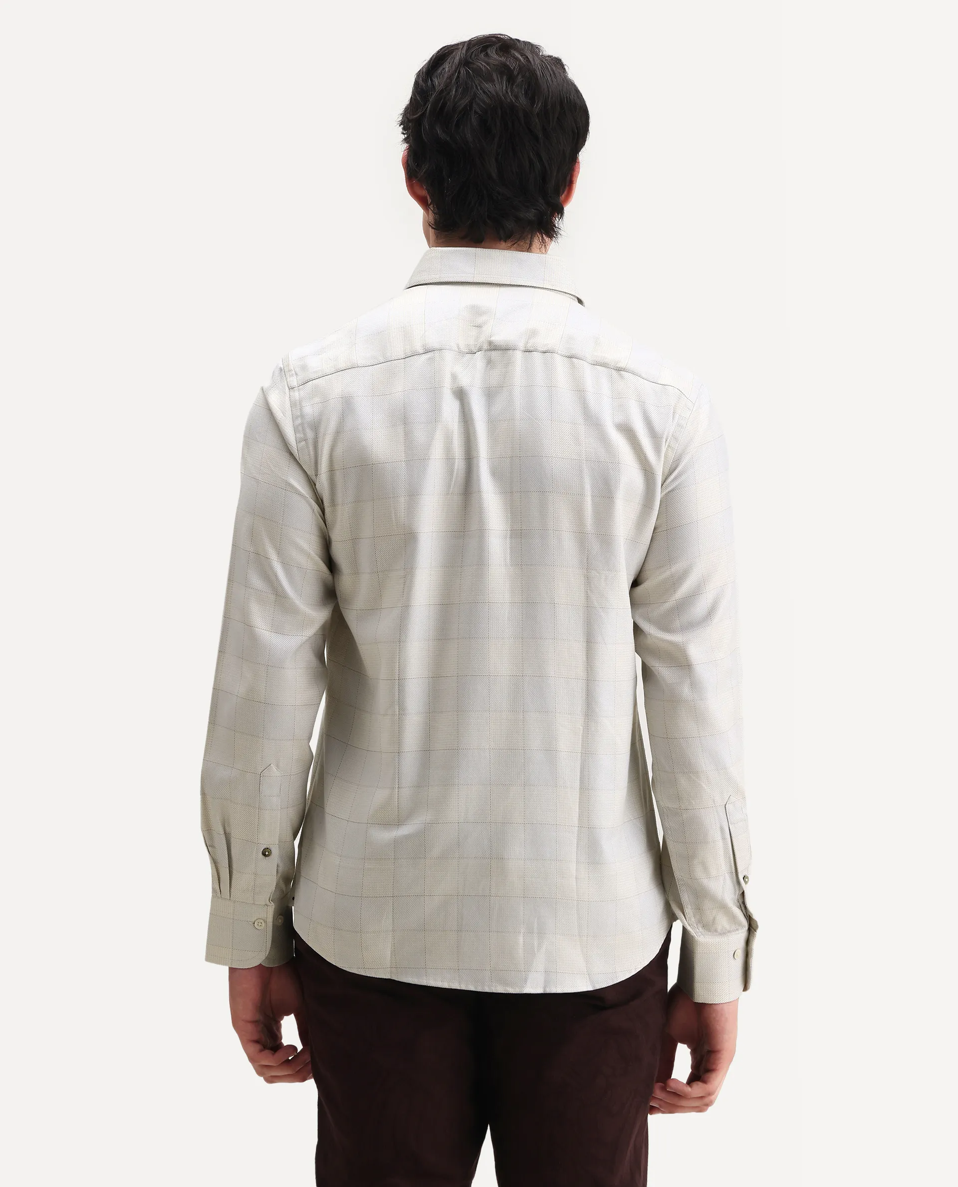 Rare Rabbit Men's Mila Beige Cotton Checked Print Regular Fit Full Sleeve Collared Shirt - Image 7