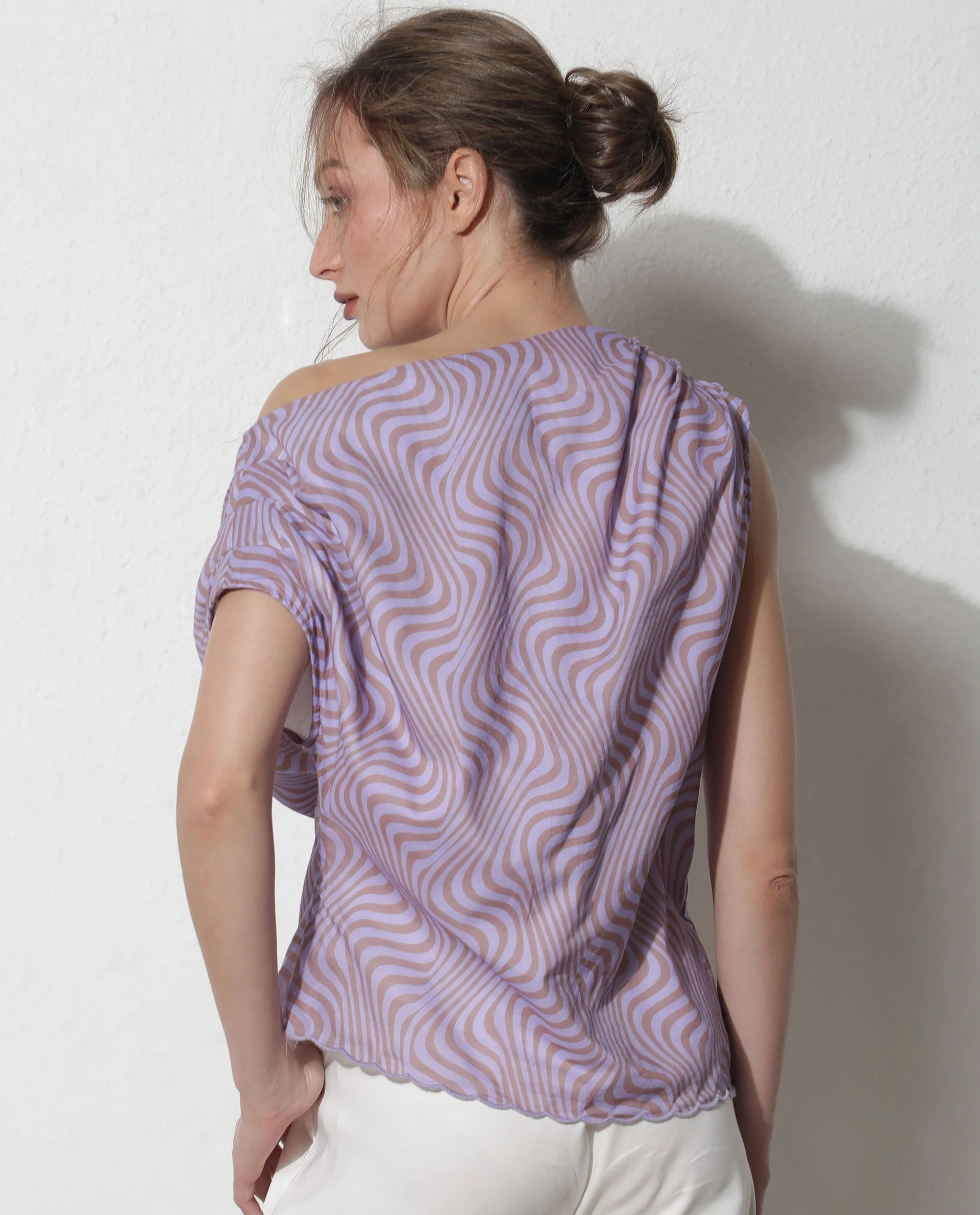 Rareism Women's Milio Purple Cotton Tube Neck Geometric Print Sleeveless Regular Fit Top - Image 10