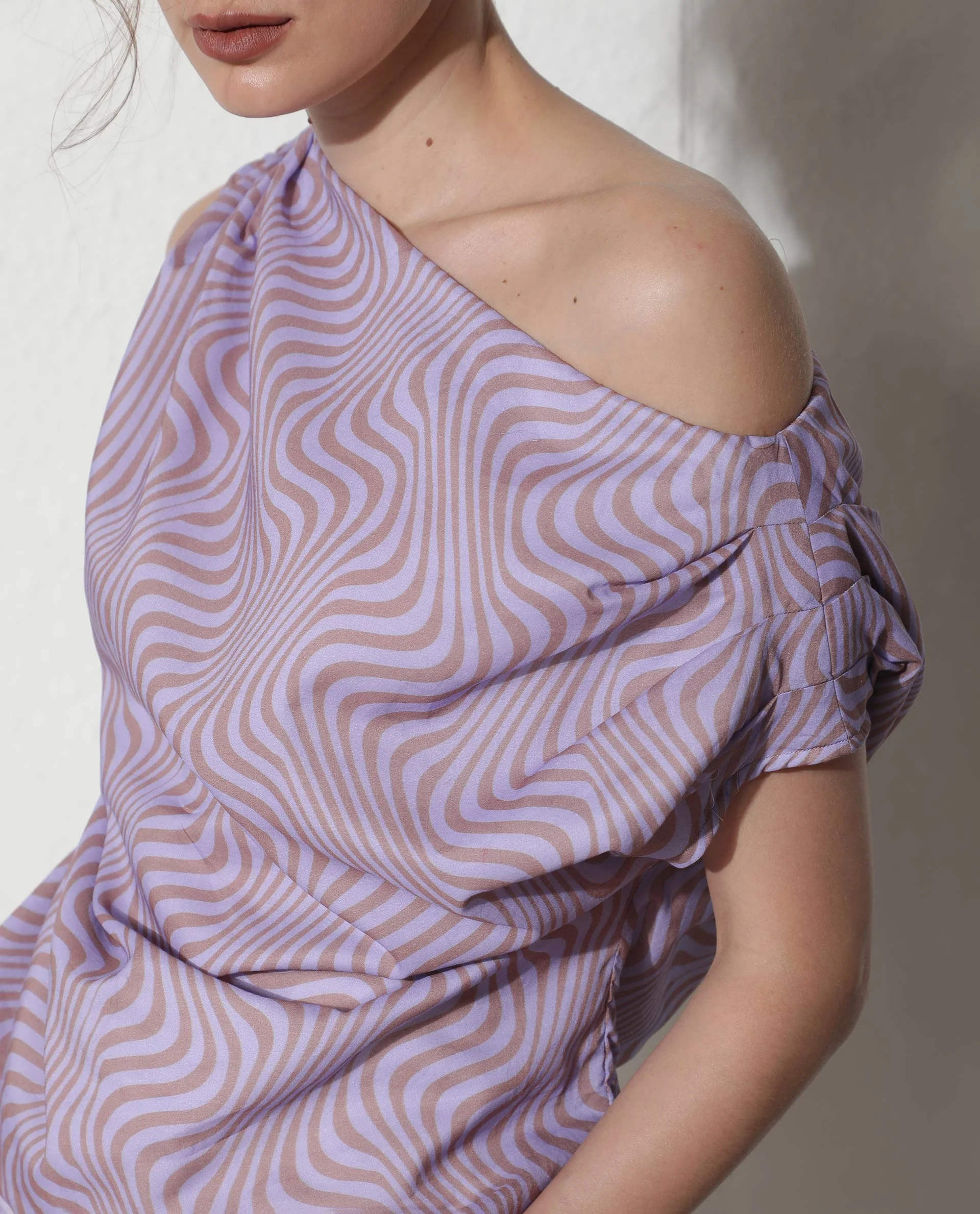 Rareism Women's Milio Purple Cotton Tube Neck Geometric Print Sleeveless Regular Fit Top - Image 5