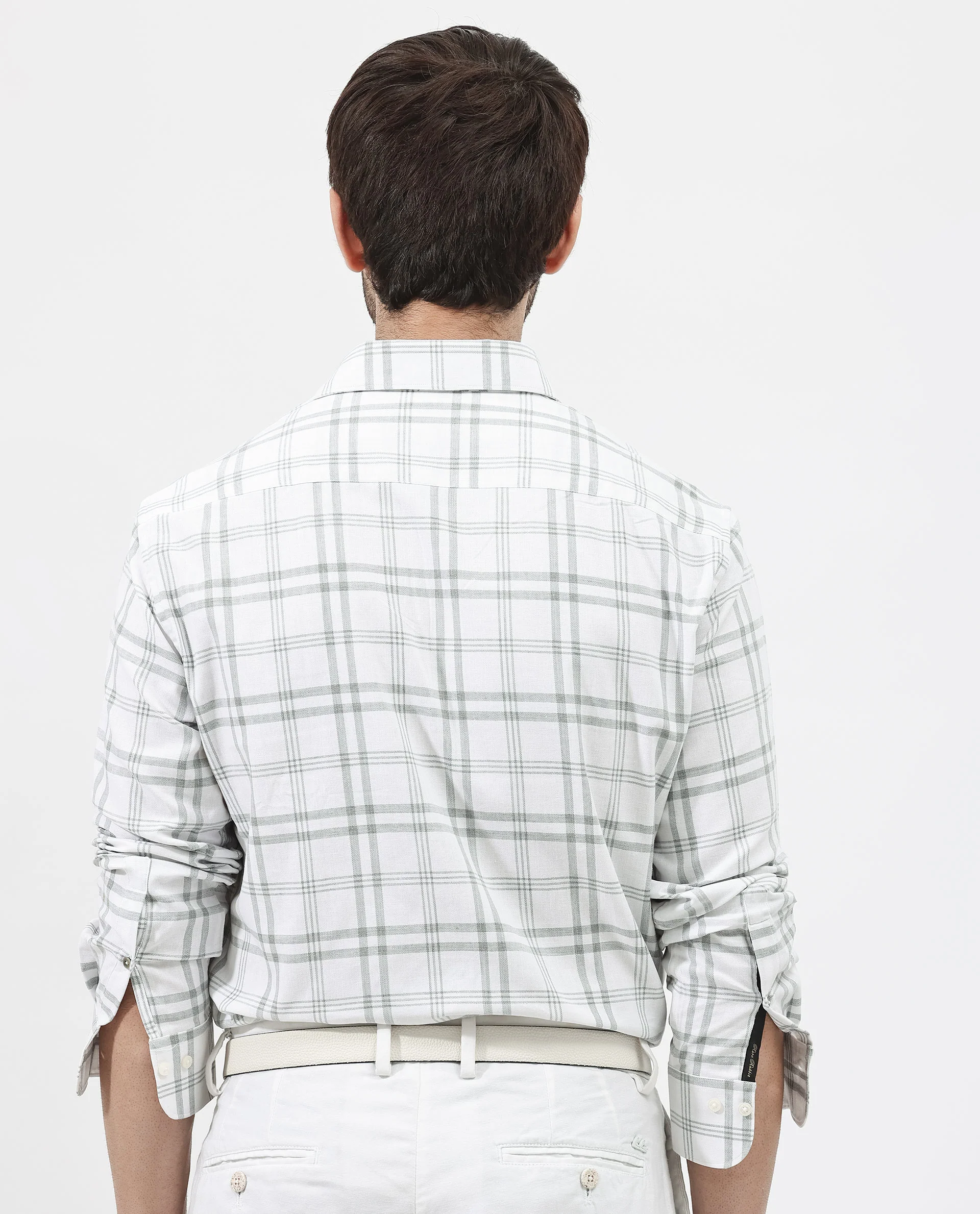 Rare Rabbit Men's Milton Off White Cotton Checked Print Regular Fit Full Sleeve Collared Shirt - Image 6