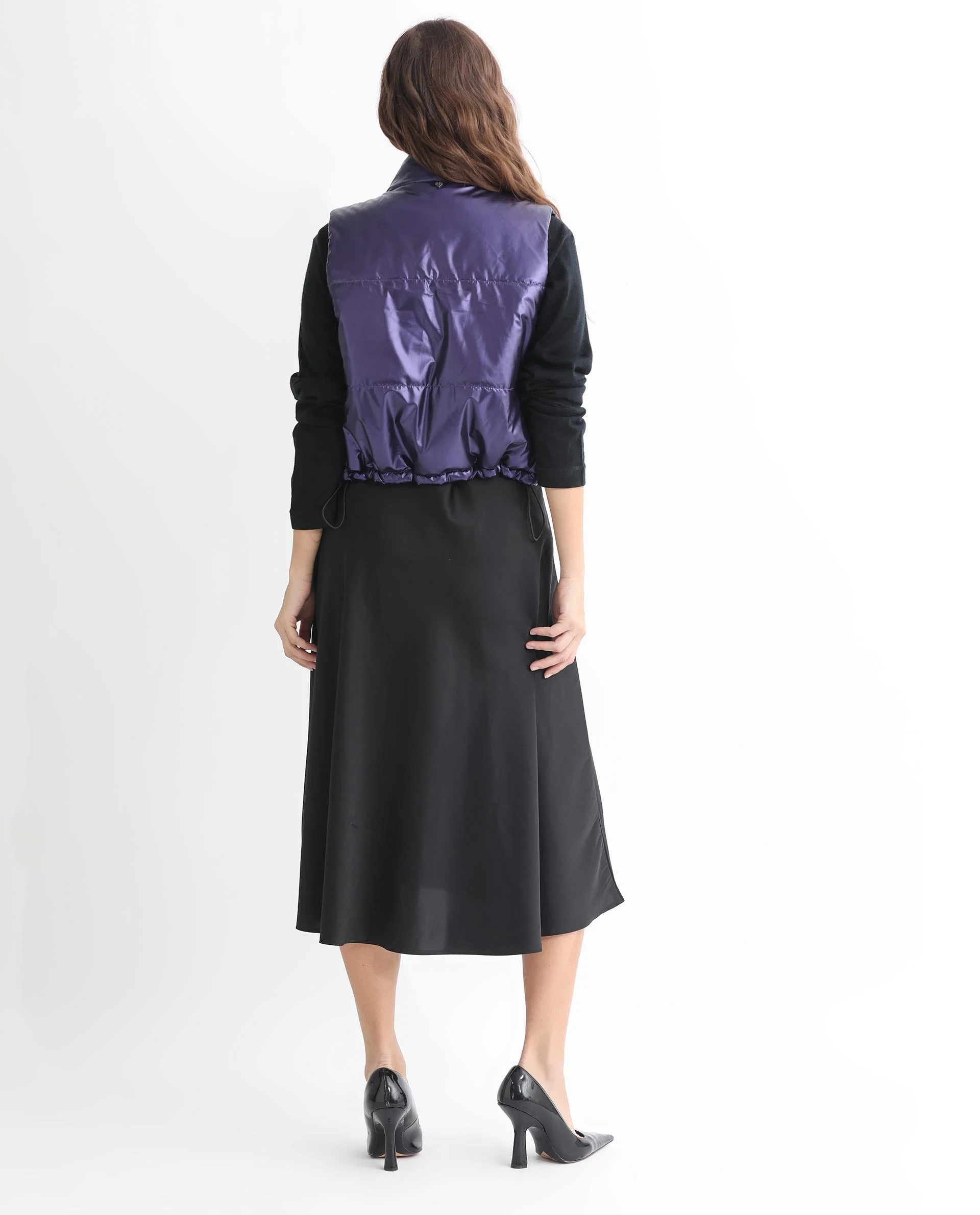 Rareism Women's Mindy Purple Polyester High Neck Plain Sleeveless Regular Fit Jacket - Image 13
