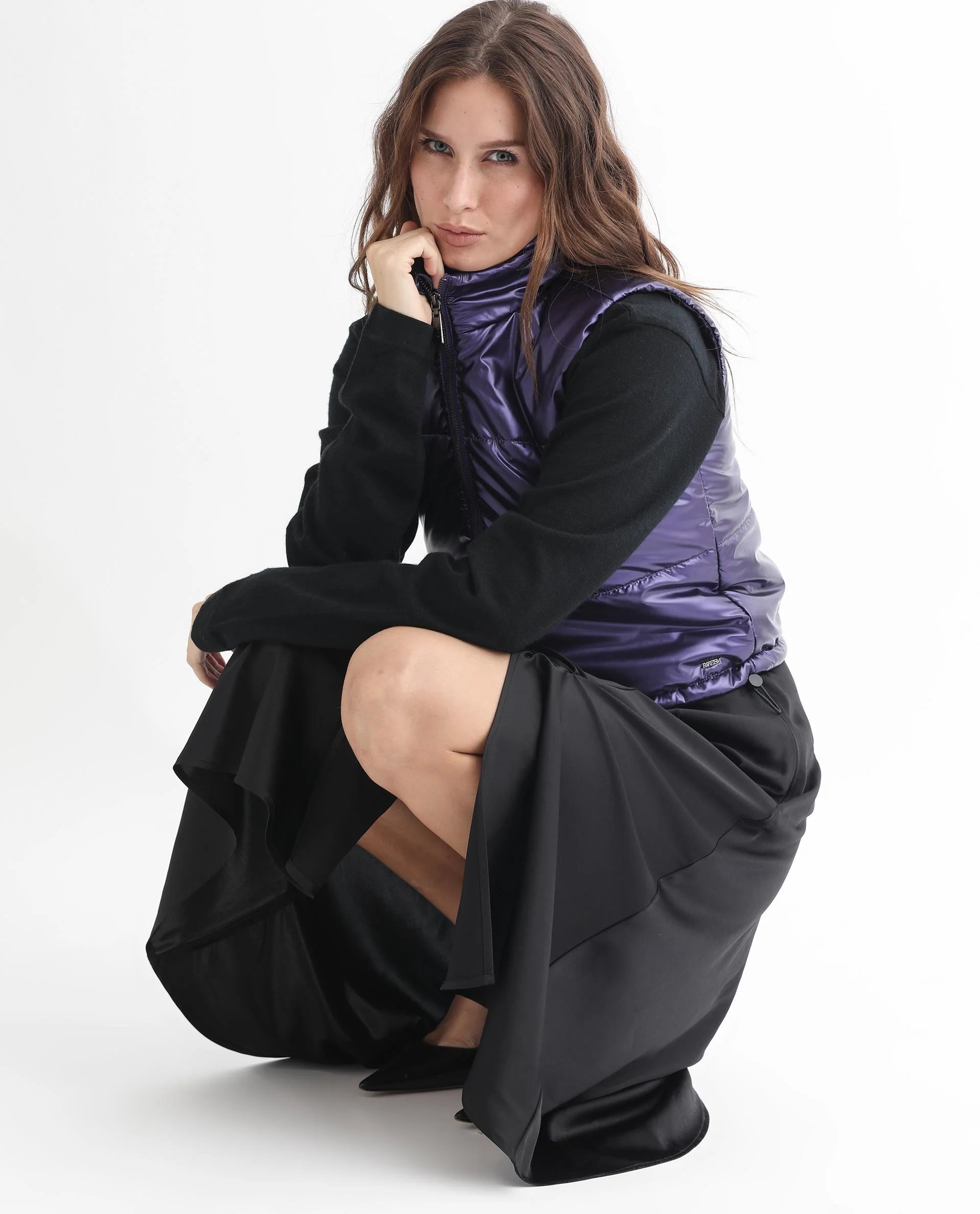 Rareism Women's Mindy Purple Polyester High Neck Plain Sleeveless Regular Fit Jacket - Image 7