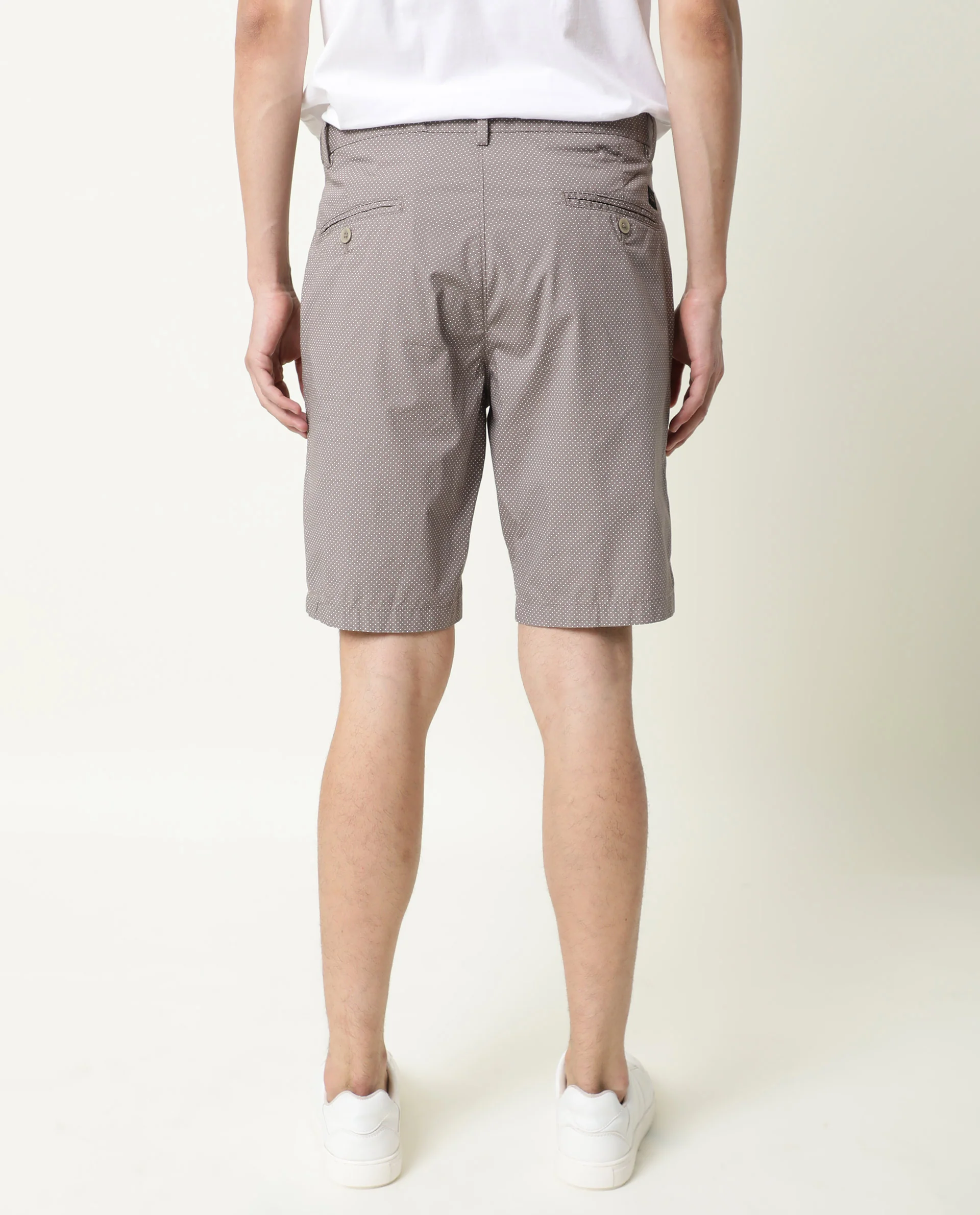 Rare Rabbit Men's Minim Beige Polyester Polka Print Regular Fit Shorts - Image 8