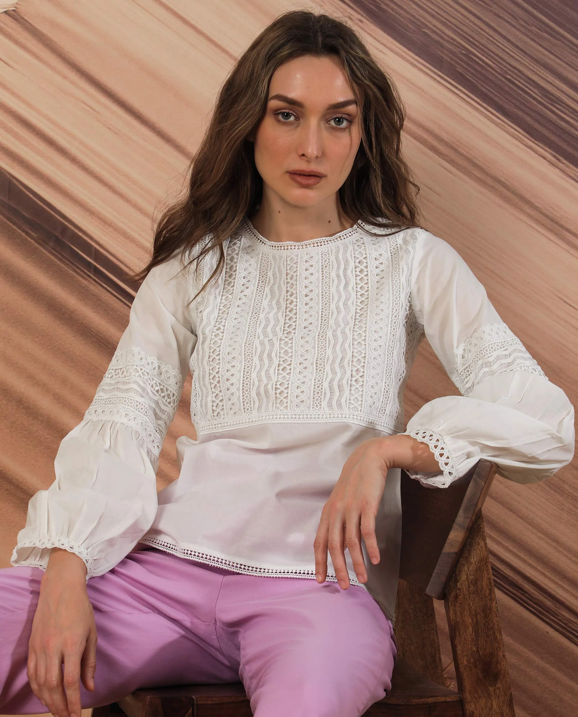 Rareism Women's Minnie White Cotton Boat Neck Plain Bishop Sleeve Regular Fit Top - Image 6