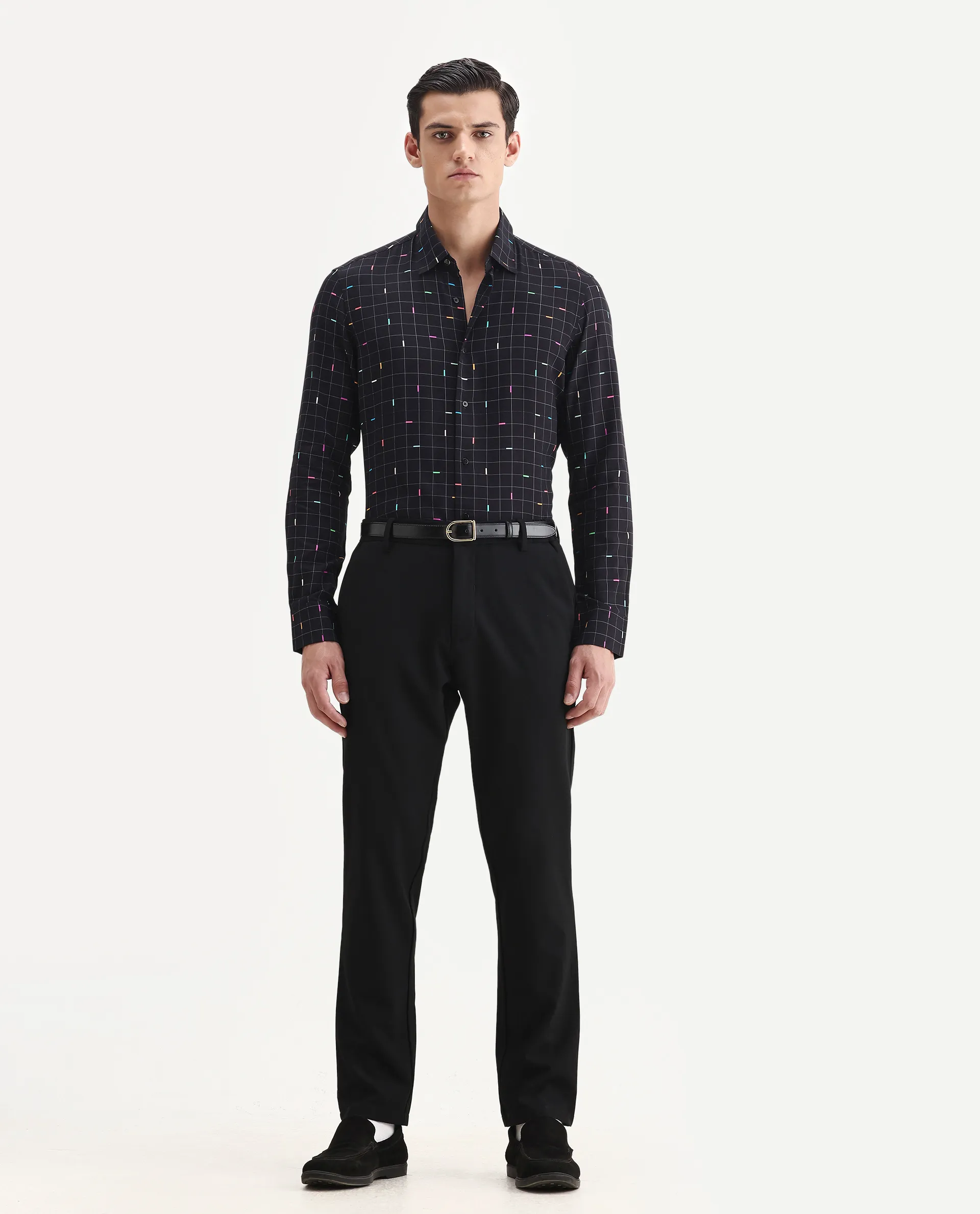 Rare Rabbit Men's Minor Black Viscose Geometric Print Regular Fit Full Sleeve Collared Shirt - Image 2
