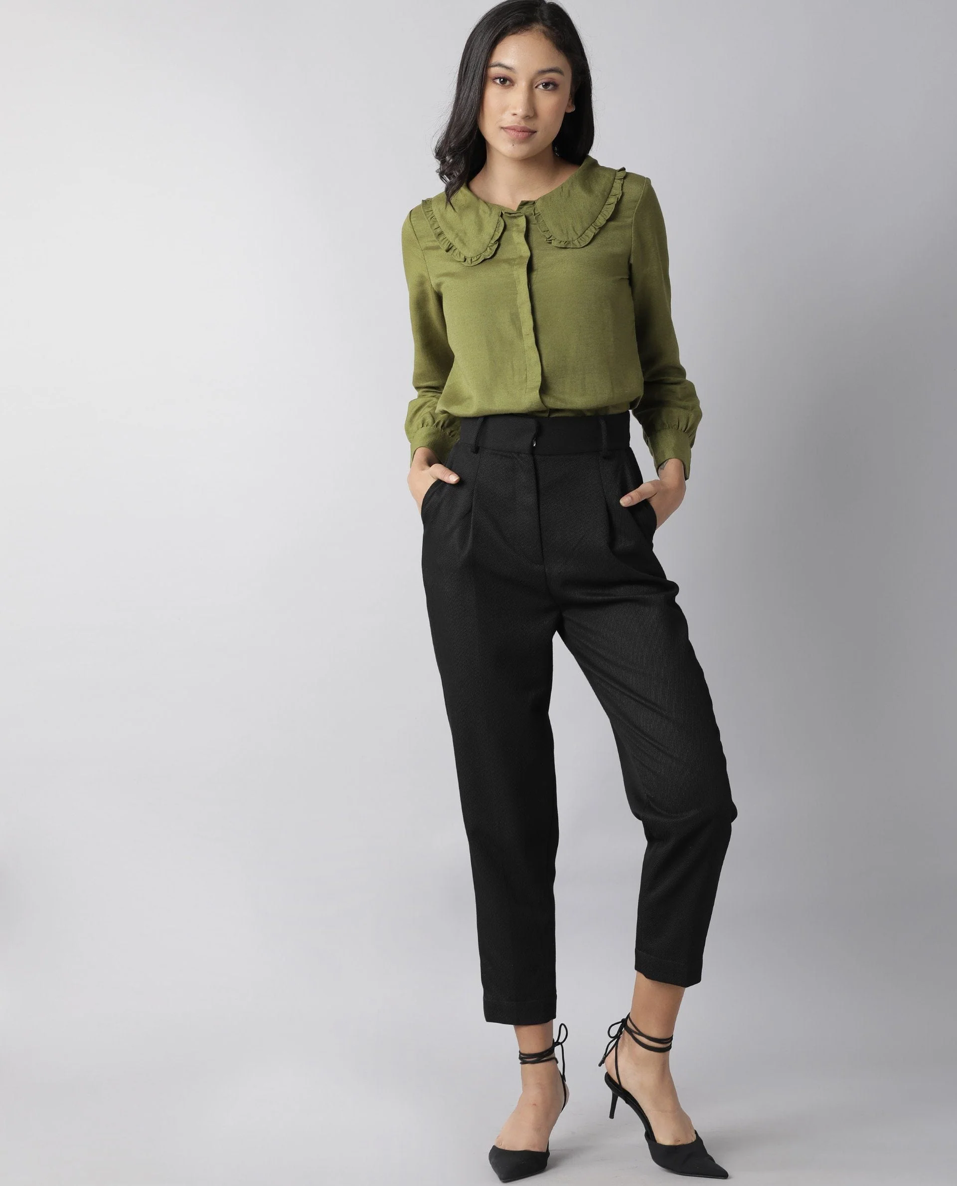 Rareism Women Minty Green Top Full Sleeves Solid - Image 3