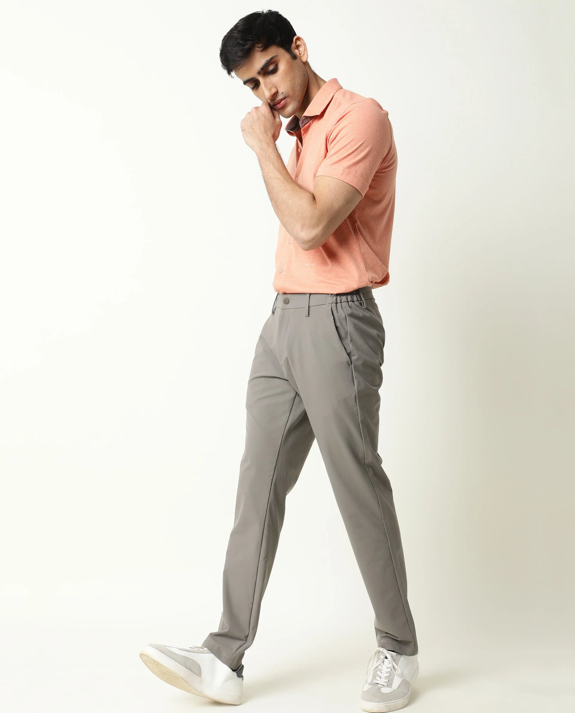 Rare Rabbit Men's Miraj Orange Cotton Plain Regular Fit Half Sleeve Collared Shirt - Image 2