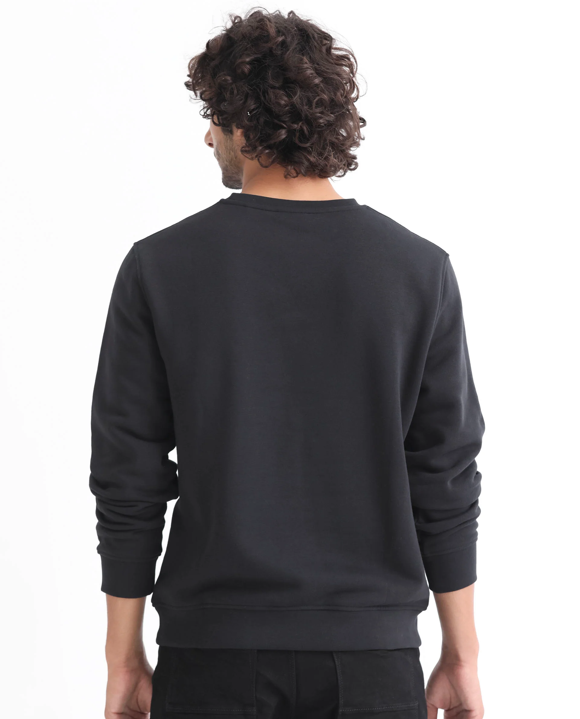 Rare Rabbit Men's Miranda Dark Grey Cotton Graphic Print Regular Fit Full Sleeve Crew Neck Sweatshirt - Image 7