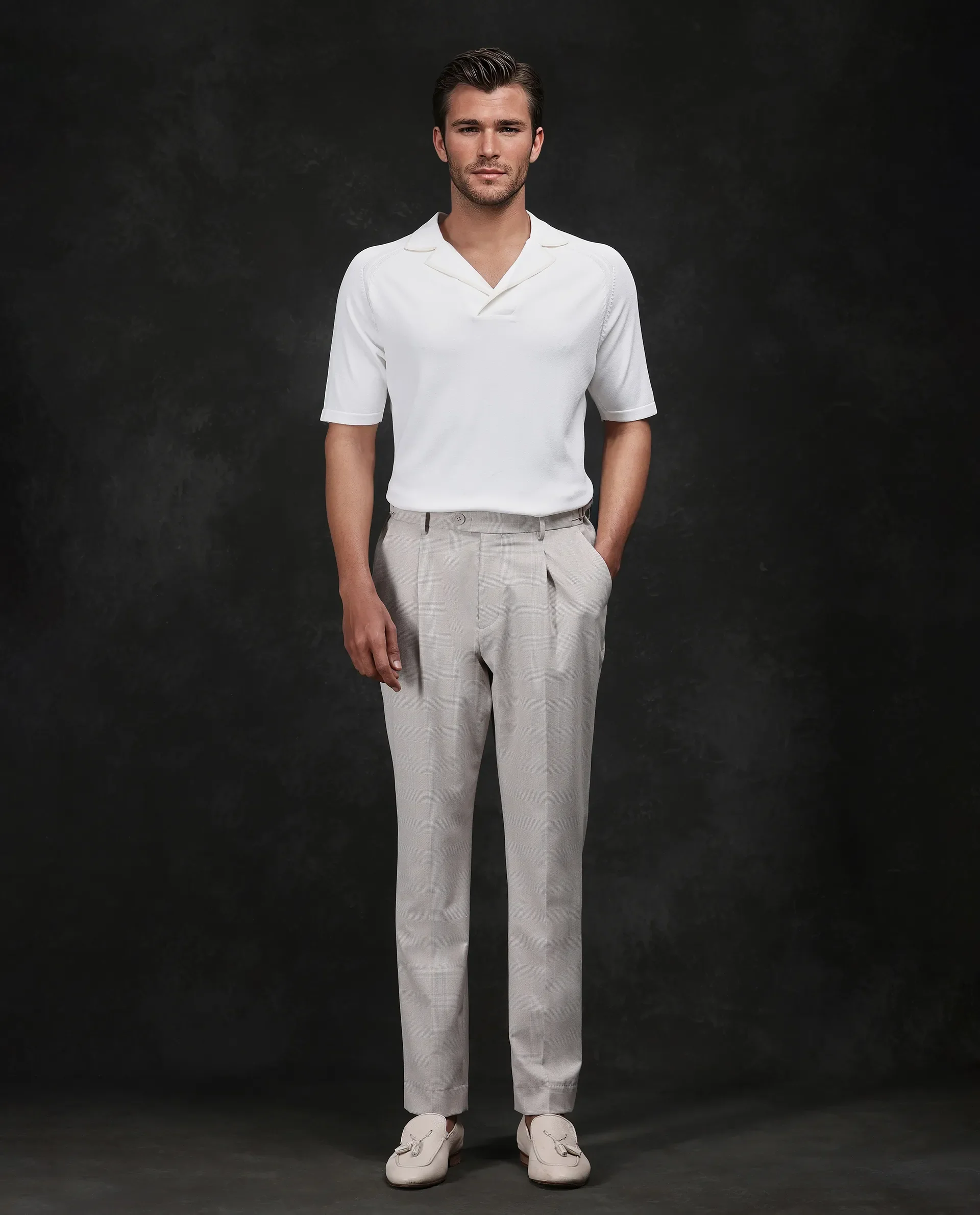 Rare Rabbit Men's Miri Off White Cotton Plain Regular Fit Half Sleeve Polo - Image 2