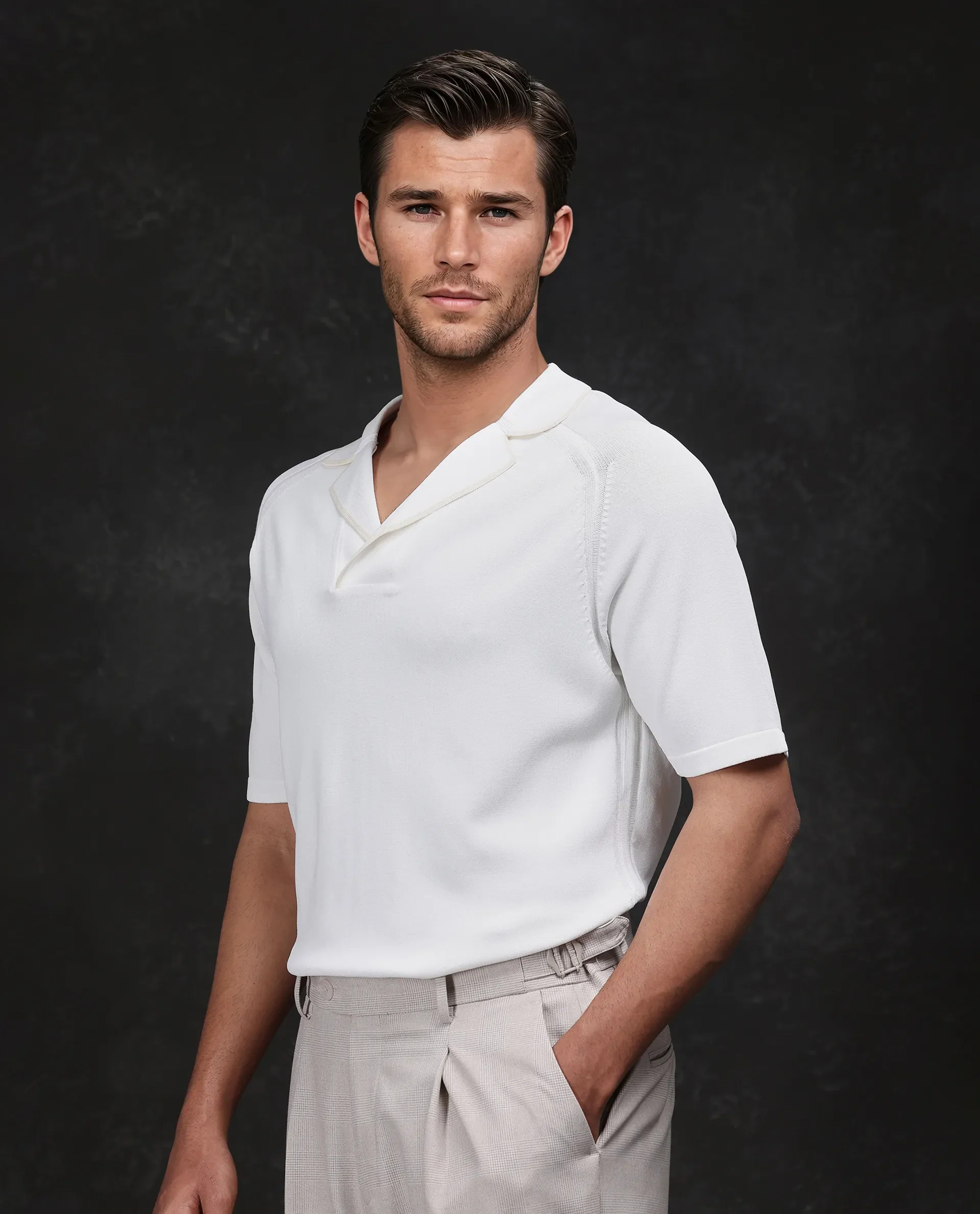 Rare Rabbit Men's Miri Off White Cotton Plain Regular Fit Half Sleeve Polo - Image 3