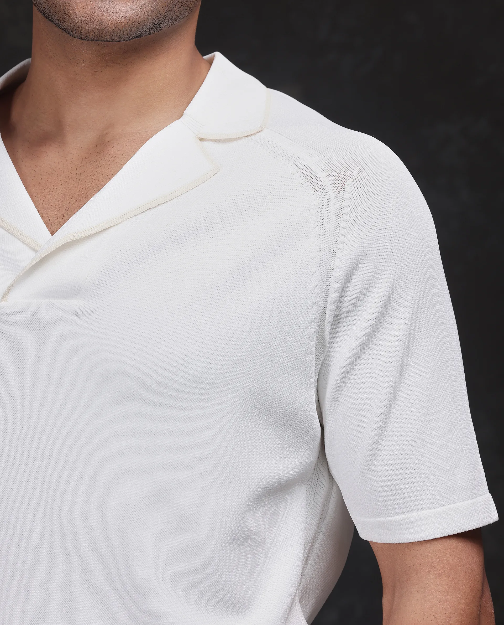Rare Rabbit Men's Miri Off White Cotton Plain Regular Fit Half Sleeve Polo - Image 6