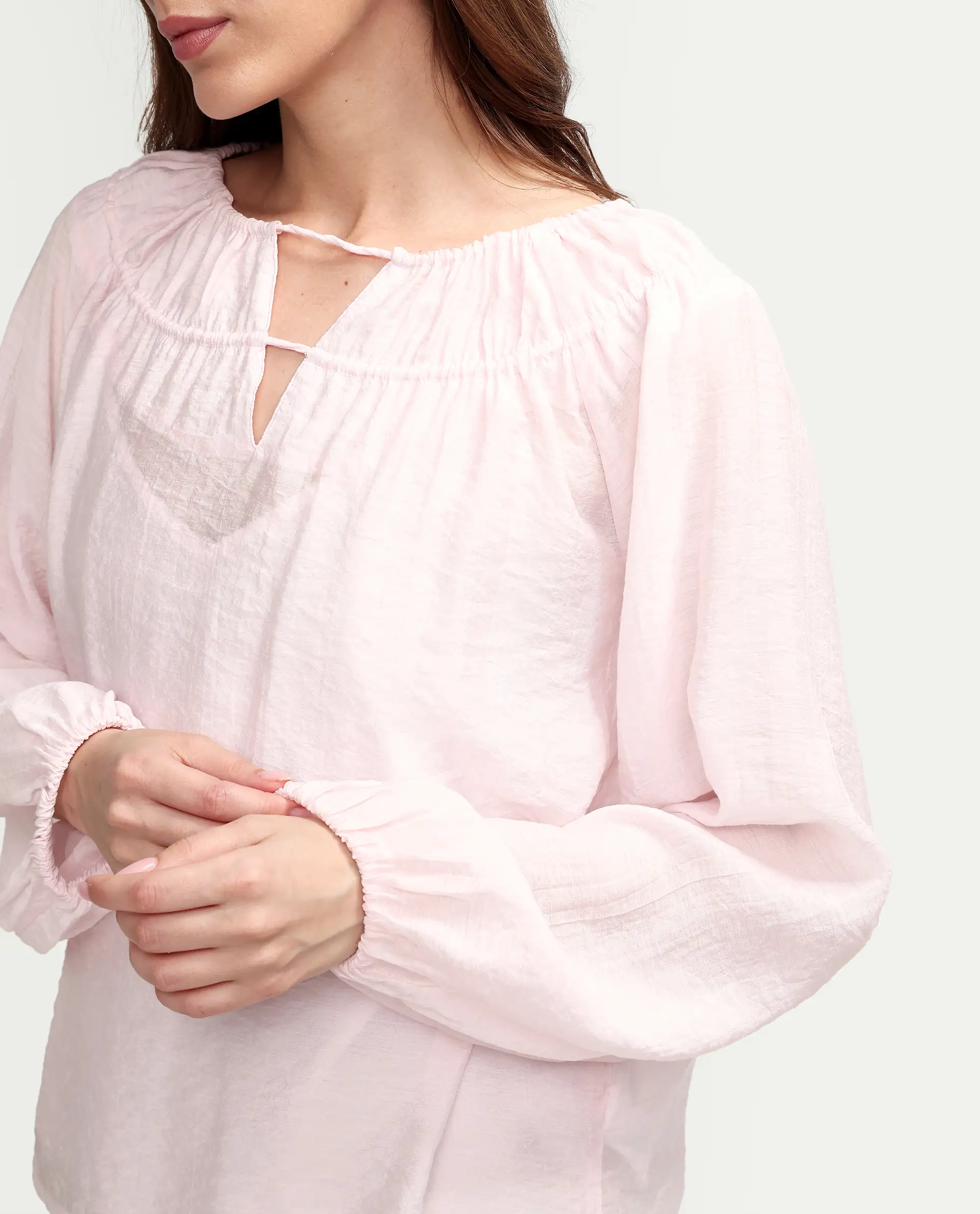 Rareism Women's Mirino Light Pink Viscose Full Sleeve Boat Neck Regular Top - Image 5