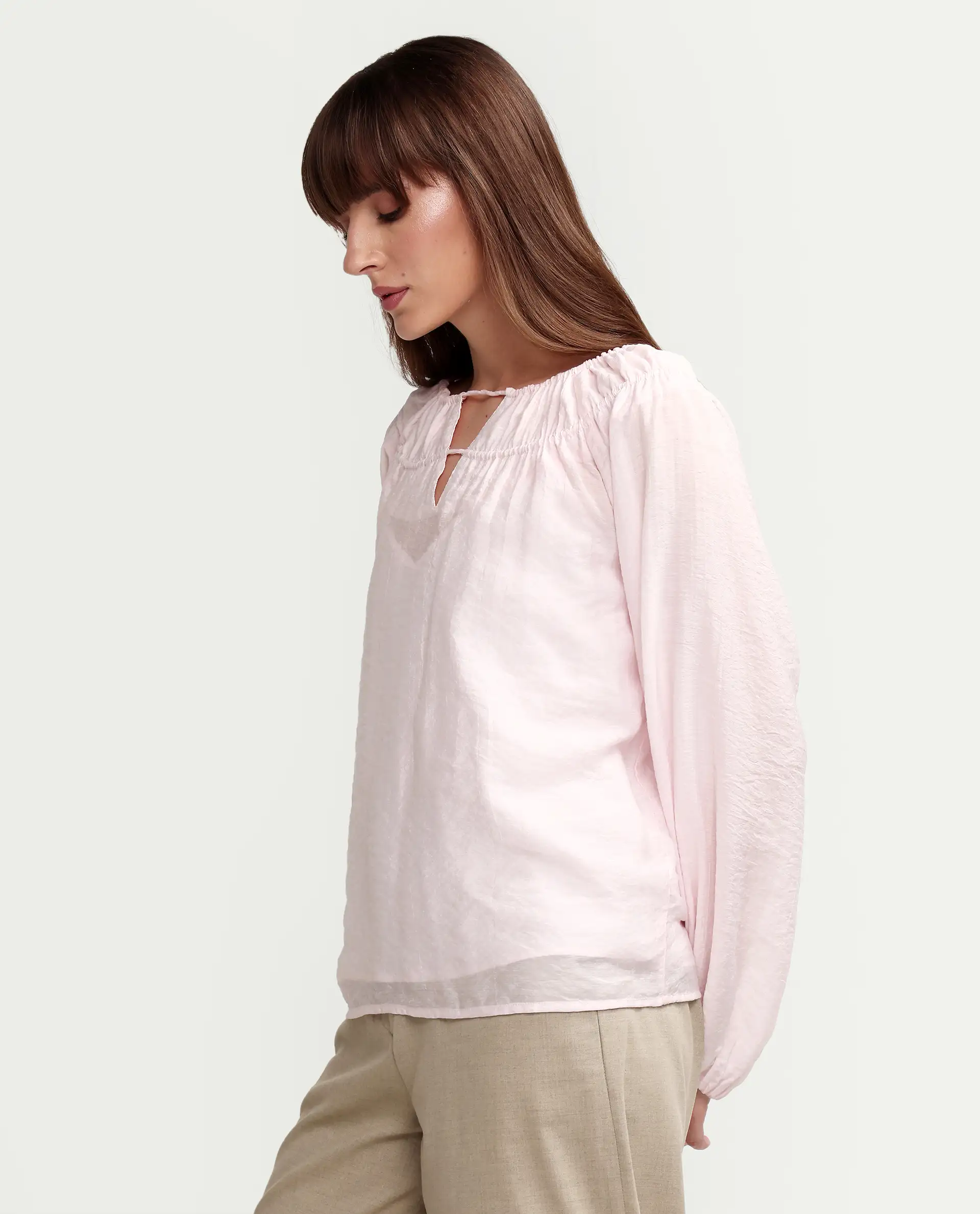 Rareism Women's Mirino Light Pink Viscose Full Sleeve Boat Neck Regular Top - Image 6