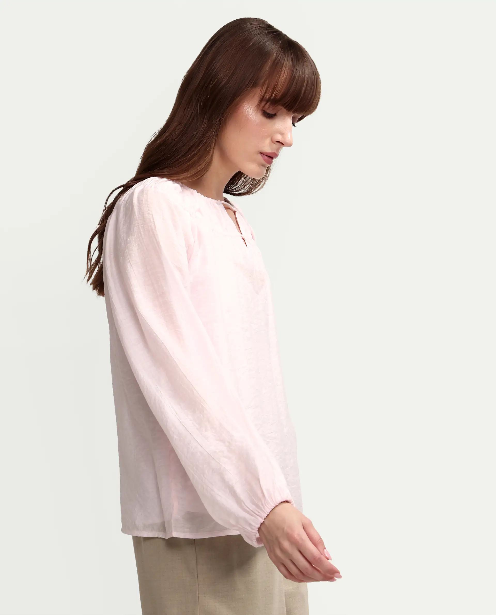 Rareism Women's Mirino Light Pink Viscose Full Sleeve Boat Neck Regular Top - Image 7