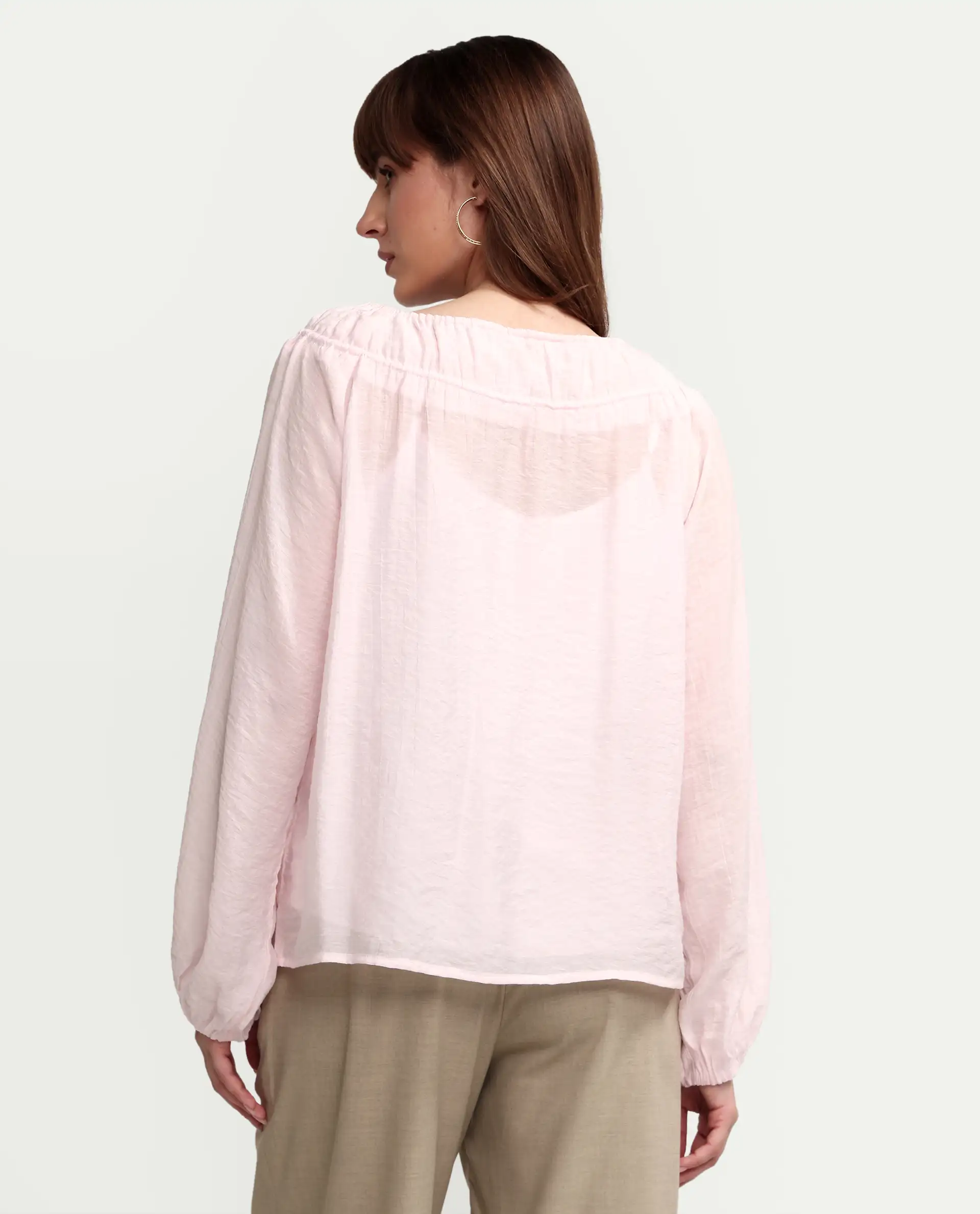 Rareism Women's Mirino Light Pink Viscose Full Sleeve Boat Neck Regular Top - Image 8