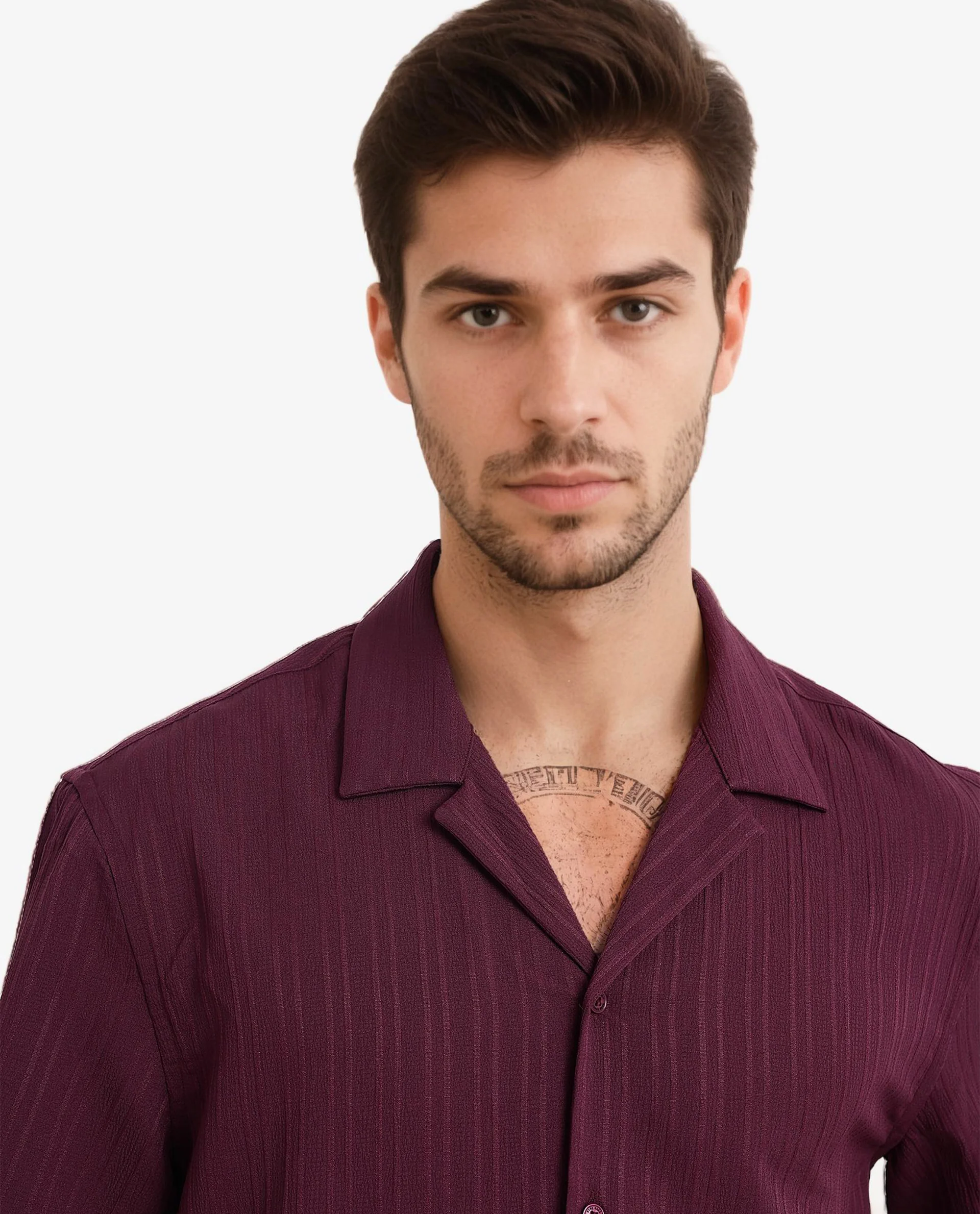Rare Rabbit Men's Mirtilo Maroon Polyester Striped Print Boxy Fit Half Sleeve Cuban Collar Shirt - Image 4