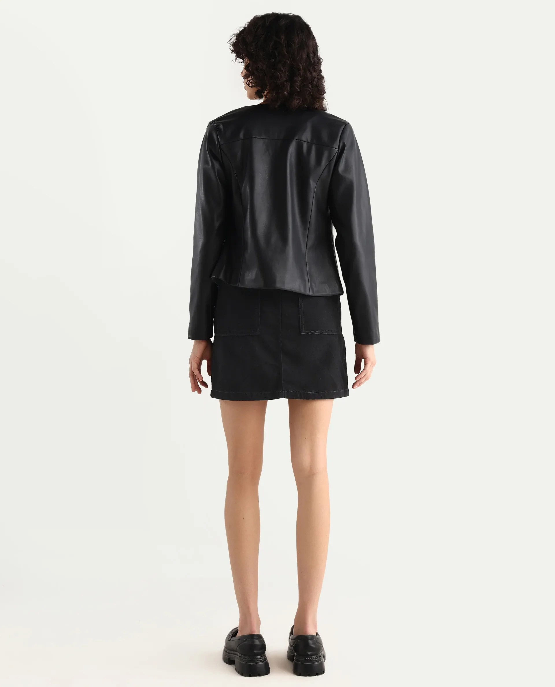 Rareism Women's Misko Black Cotton Plain Mini Straight Fit Skirt - Image 8