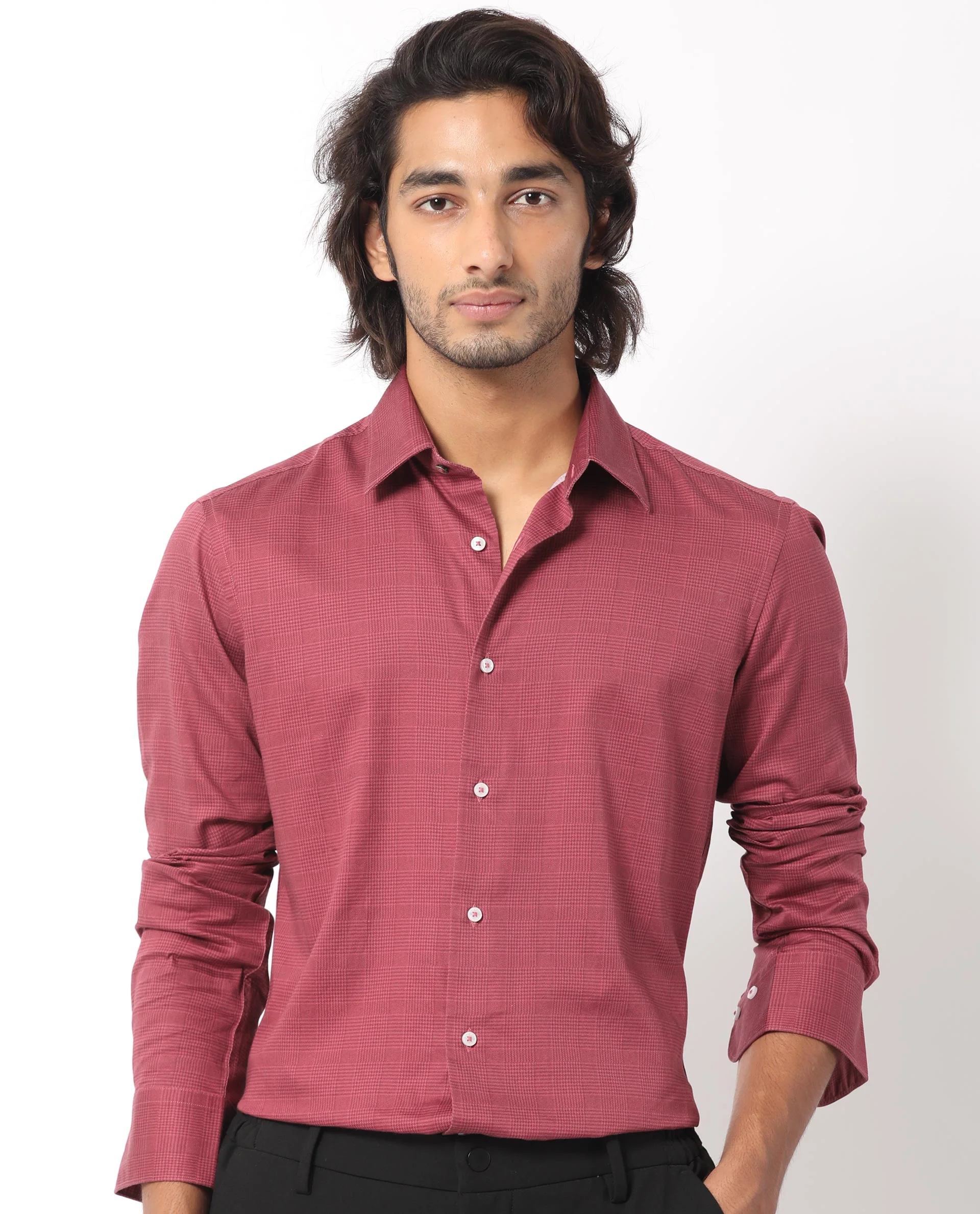 Rare Rabbit Men's Miskon Red Cotton Checked Print Tailored Fit Full Sleeve Collared Shirt - Image 2