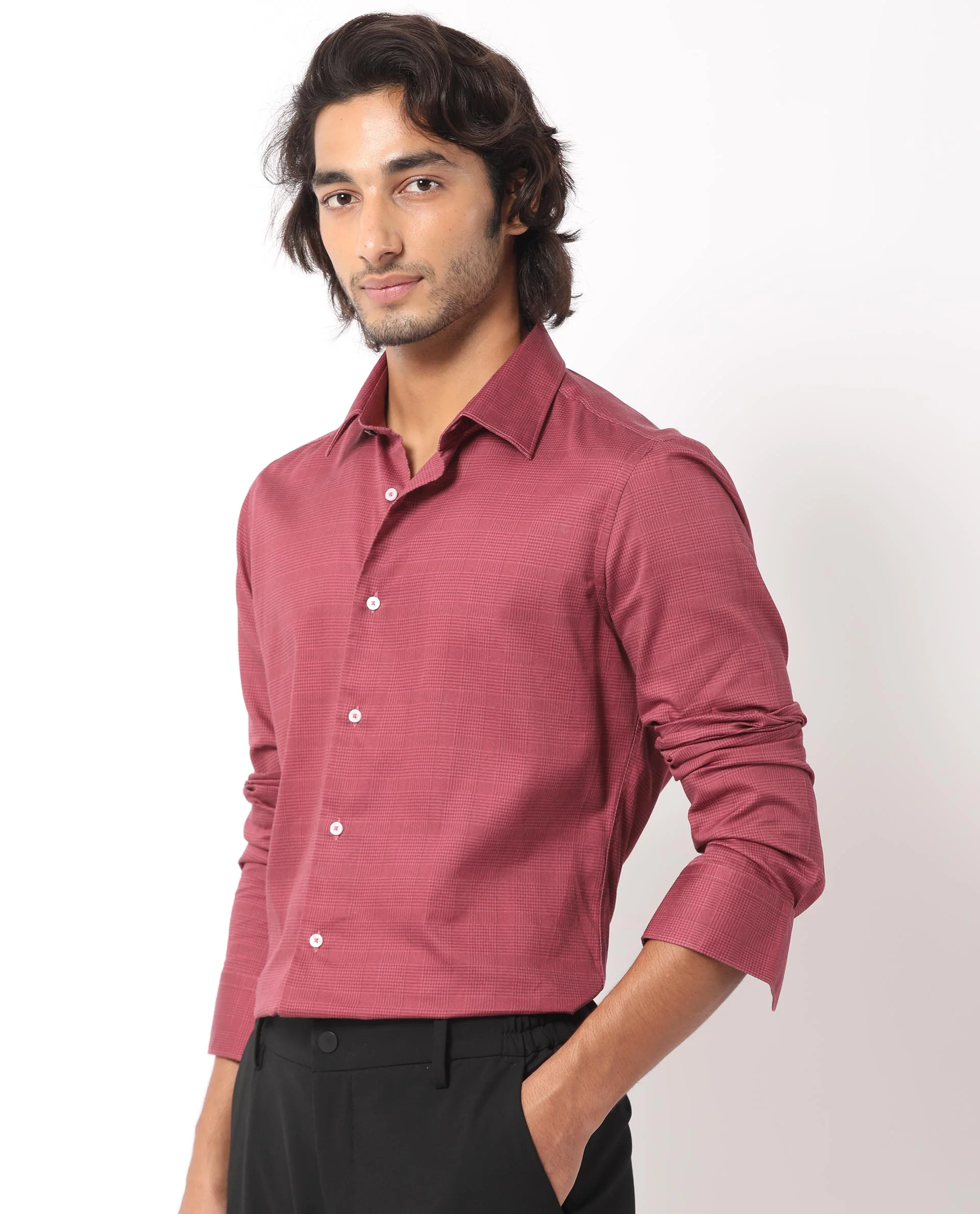 Rare Rabbit Men's Miskon Red Cotton Checked Print Tailored Fit Full Sleeve Collared Shirt - Image 4
