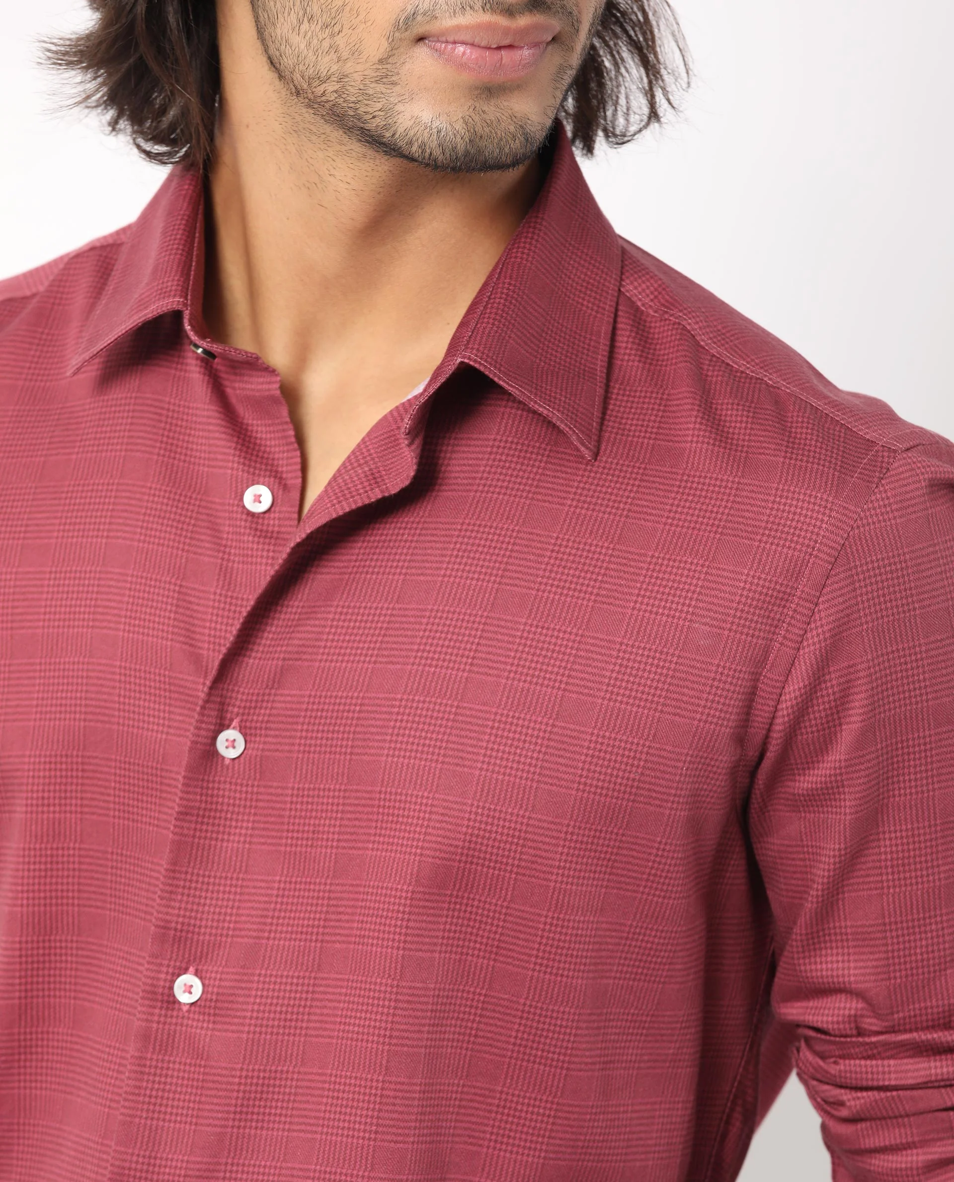 Rare Rabbit Men's Miskon Red Cotton Checked Print Tailored Fit Full Sleeve Collared Shirt - Image 5