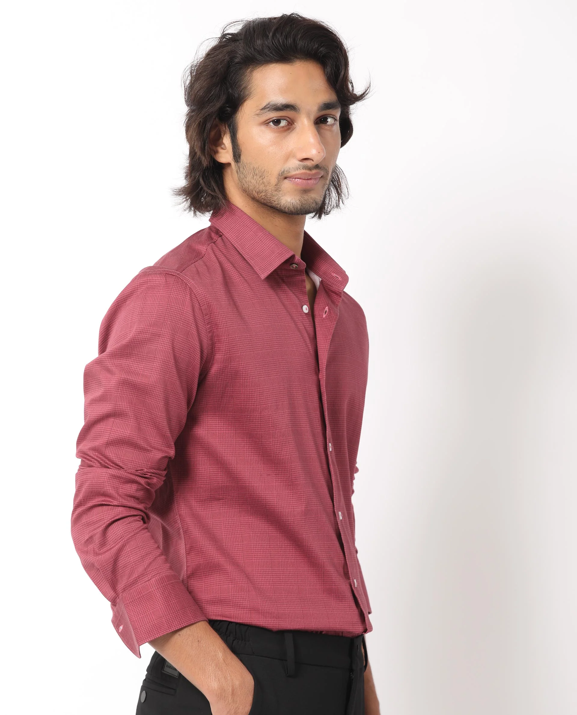Rare Rabbit Men's Miskon Red Cotton Checked Print Tailored Fit Full Sleeve Collared Shirt - Image 9
