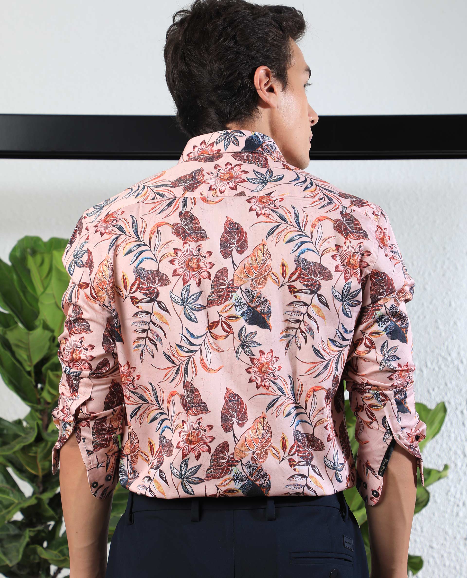Rare Rabbit Men's Mison Pink Cotton Floral Print Regular Fit Full Sleeve Collared Shirt - Image 10