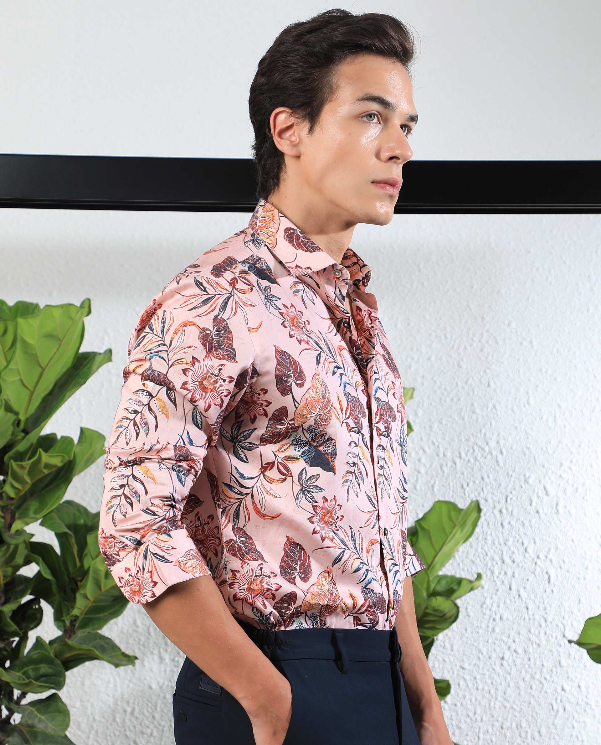 Rare Rabbit Men's Mison Pink Cotton Floral Print Regular Fit Full Sleeve Collared Shirt - Image 7