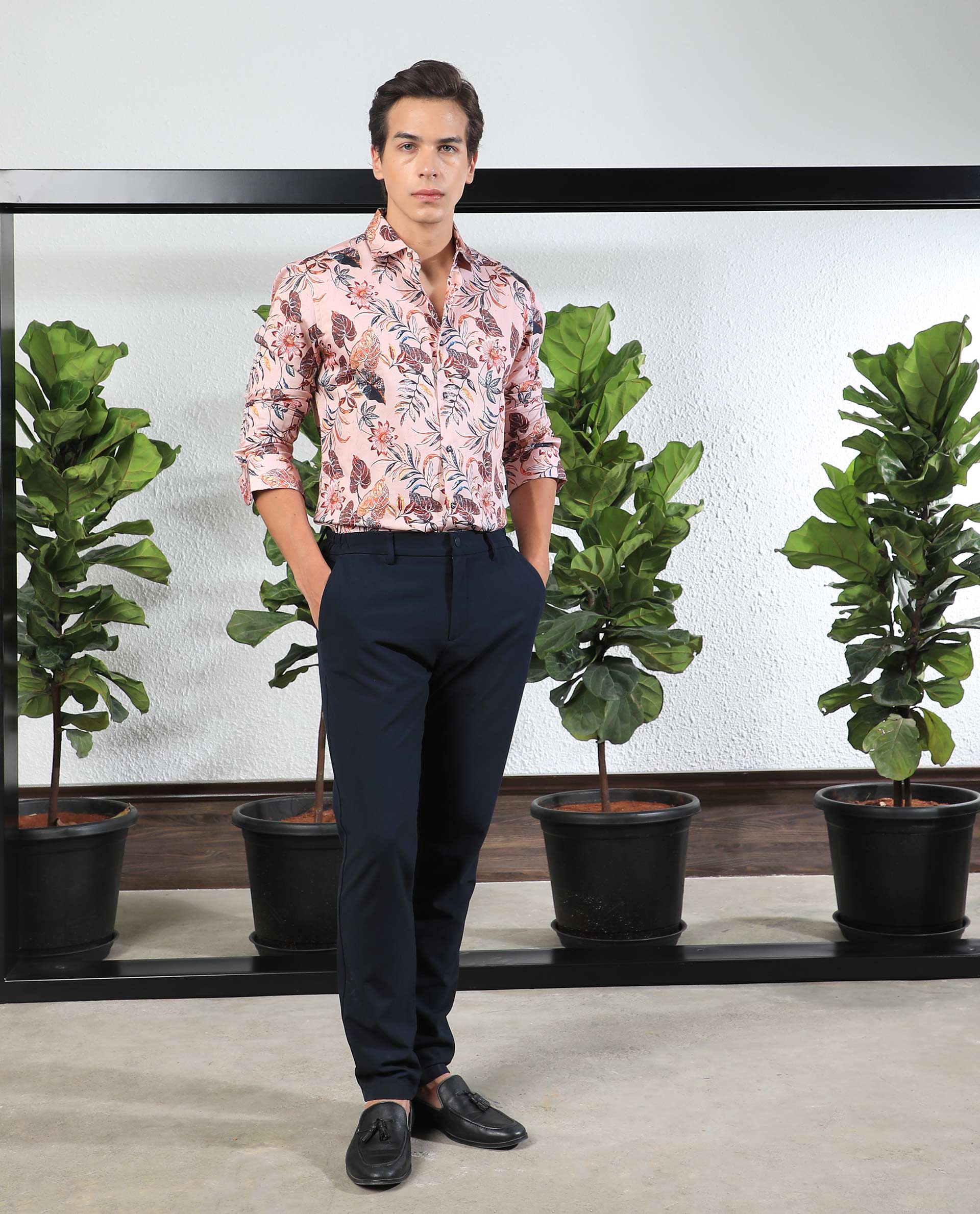 Rare Rabbit Men's Mison Pink Cotton Floral Print Regular Fit Full Sleeve Collared Shirt - Image 9