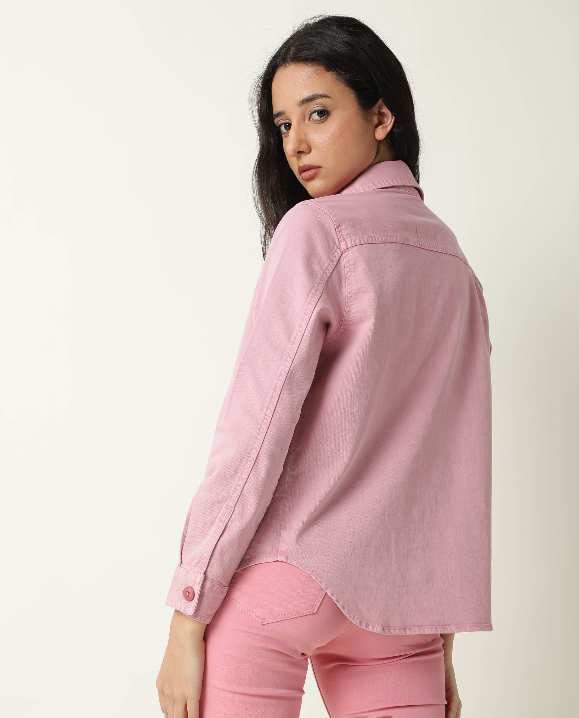 Rareism Women's Mission Pink Cotton Blend Spread Collar Plain Regular Fit Jacket - Image 10