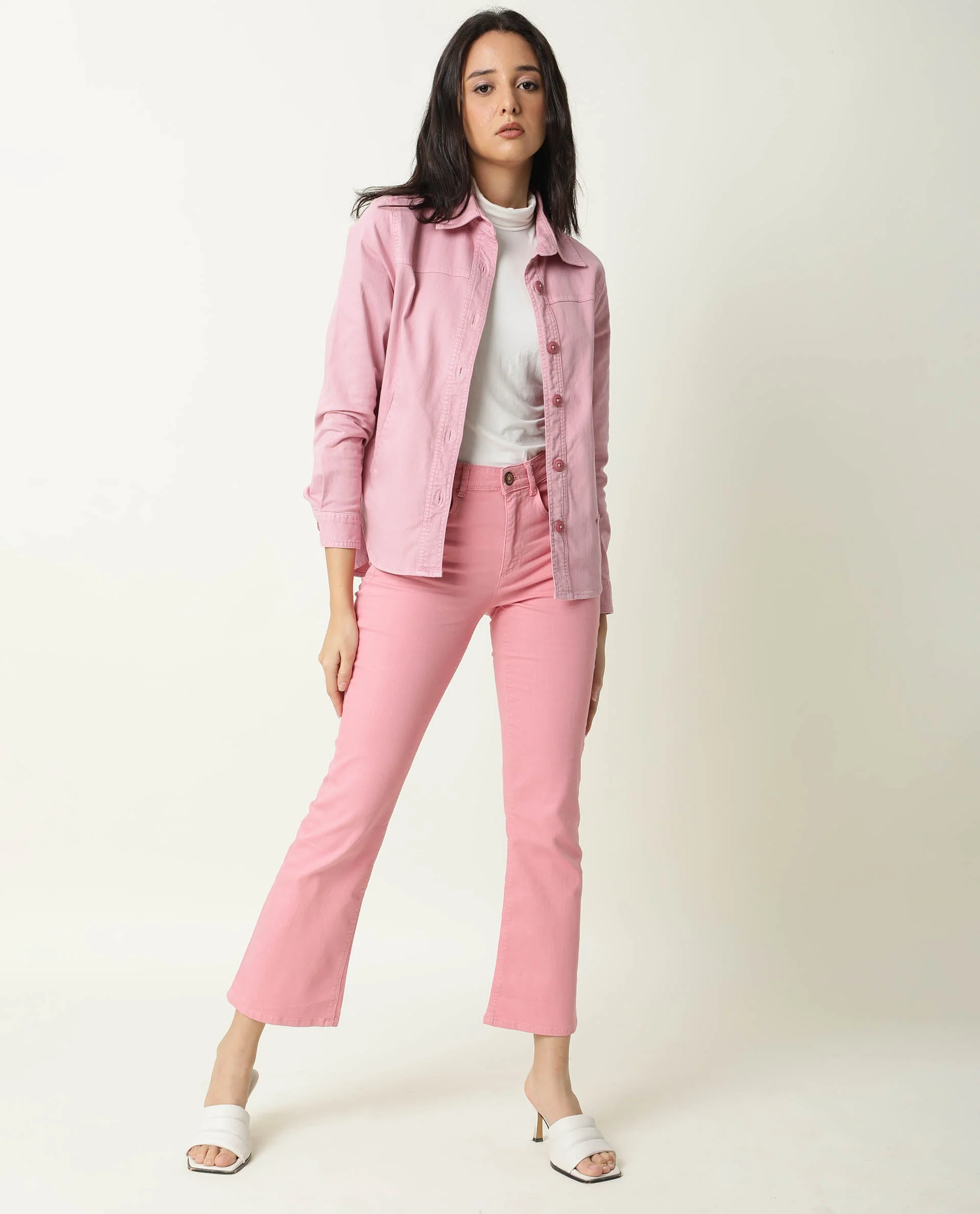 Rareism Women's Mission Pink Cotton Blend Spread Collar Plain Regular Fit Jacket - Image 3