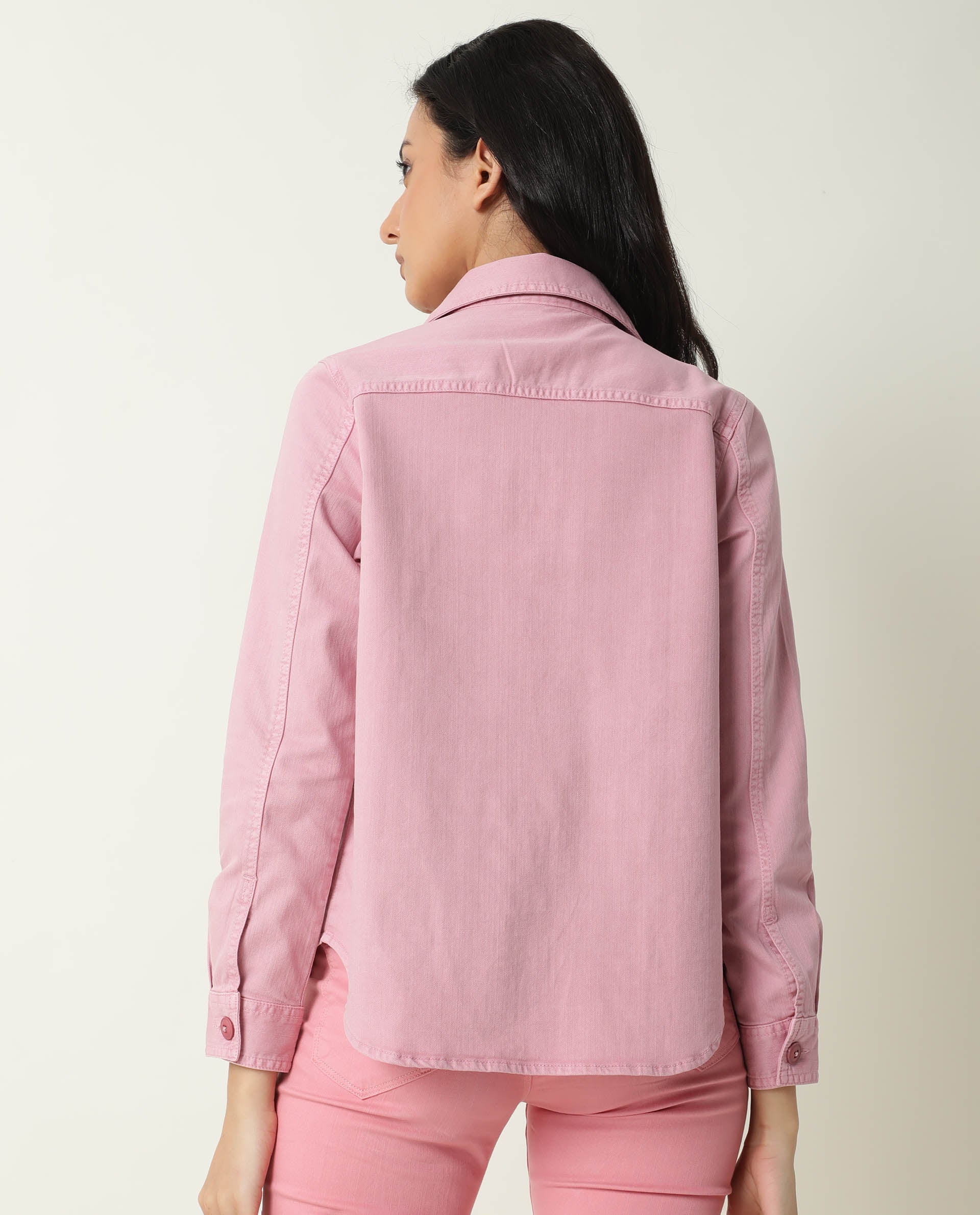 Rareism Women's Mission Pink Cotton Blend Spread Collar Plain Regular Fit Jacket - Image 9