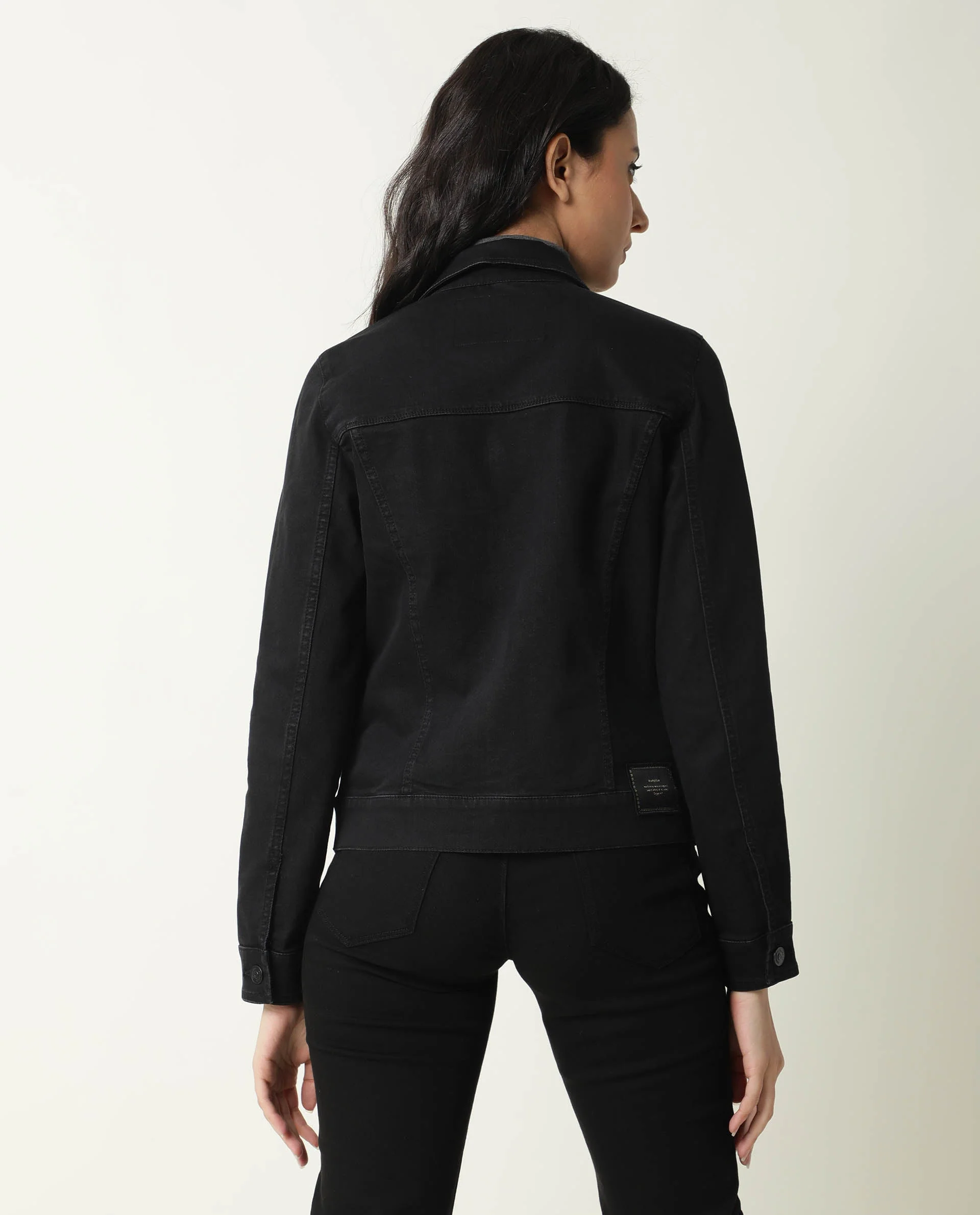 Rareism Women's Misso Black Cotton Blend Spread Collar Plain Regular Fit Jacket - Image 10