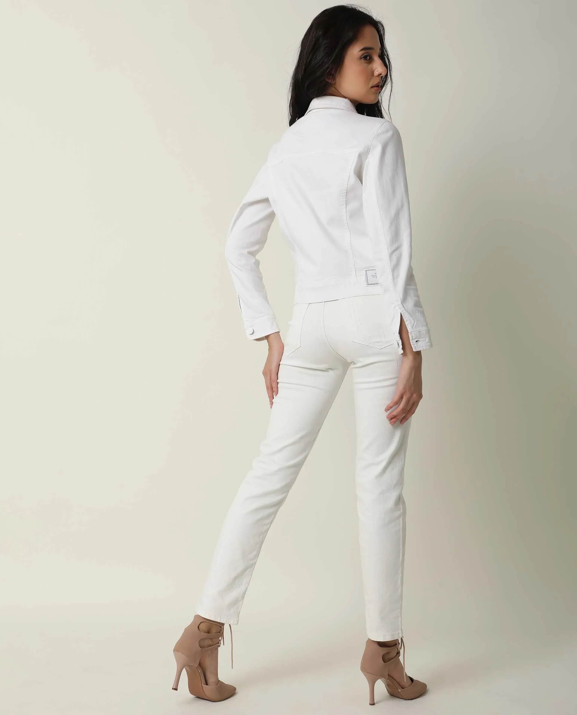 Rareism Women's Misso White Cotton Blend Spread Collar Plain Regular Fit Jacket - Image 10