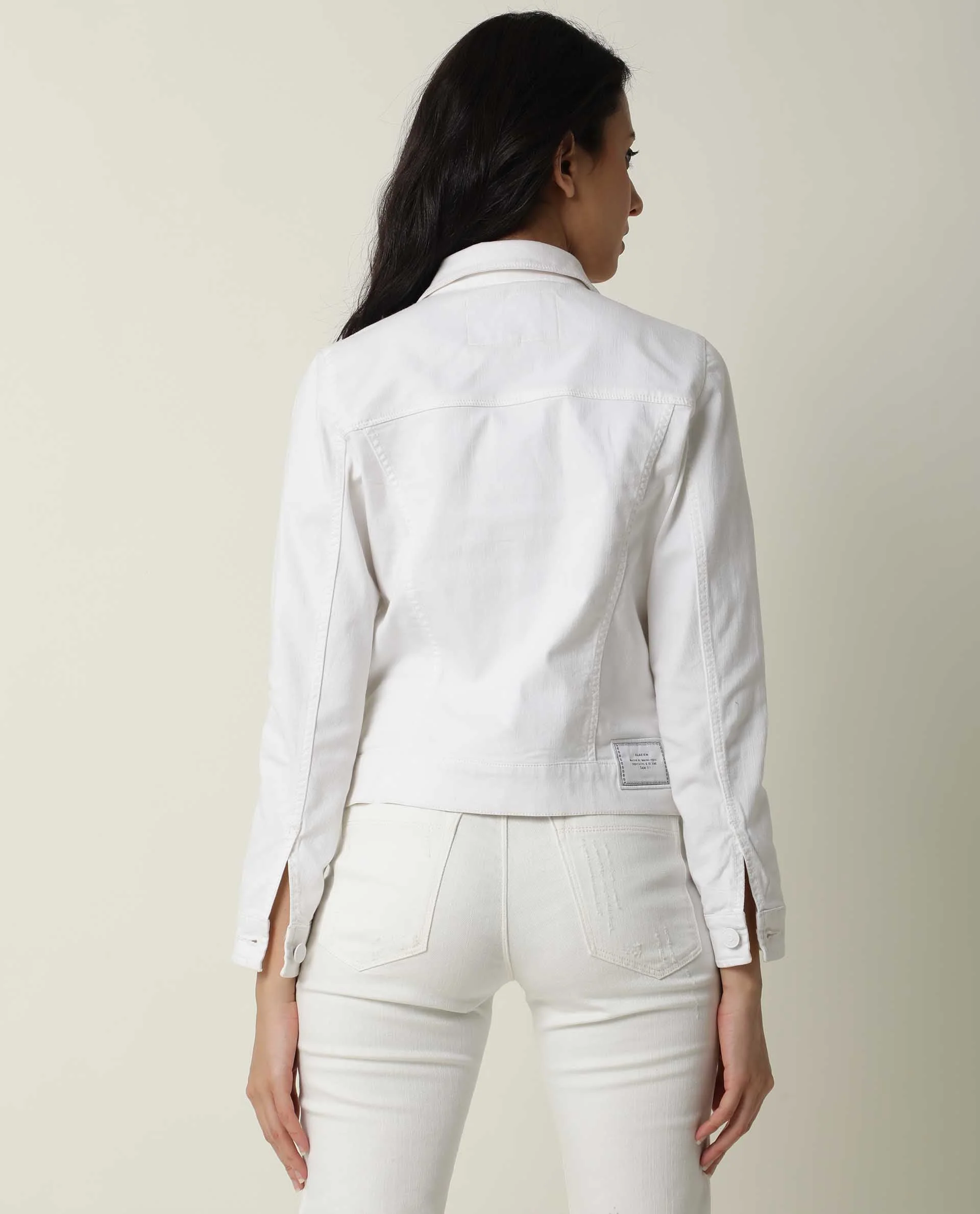 Rareism Women's Misso White Cotton Blend Spread Collar Plain Regular Fit Jacket - Image 8