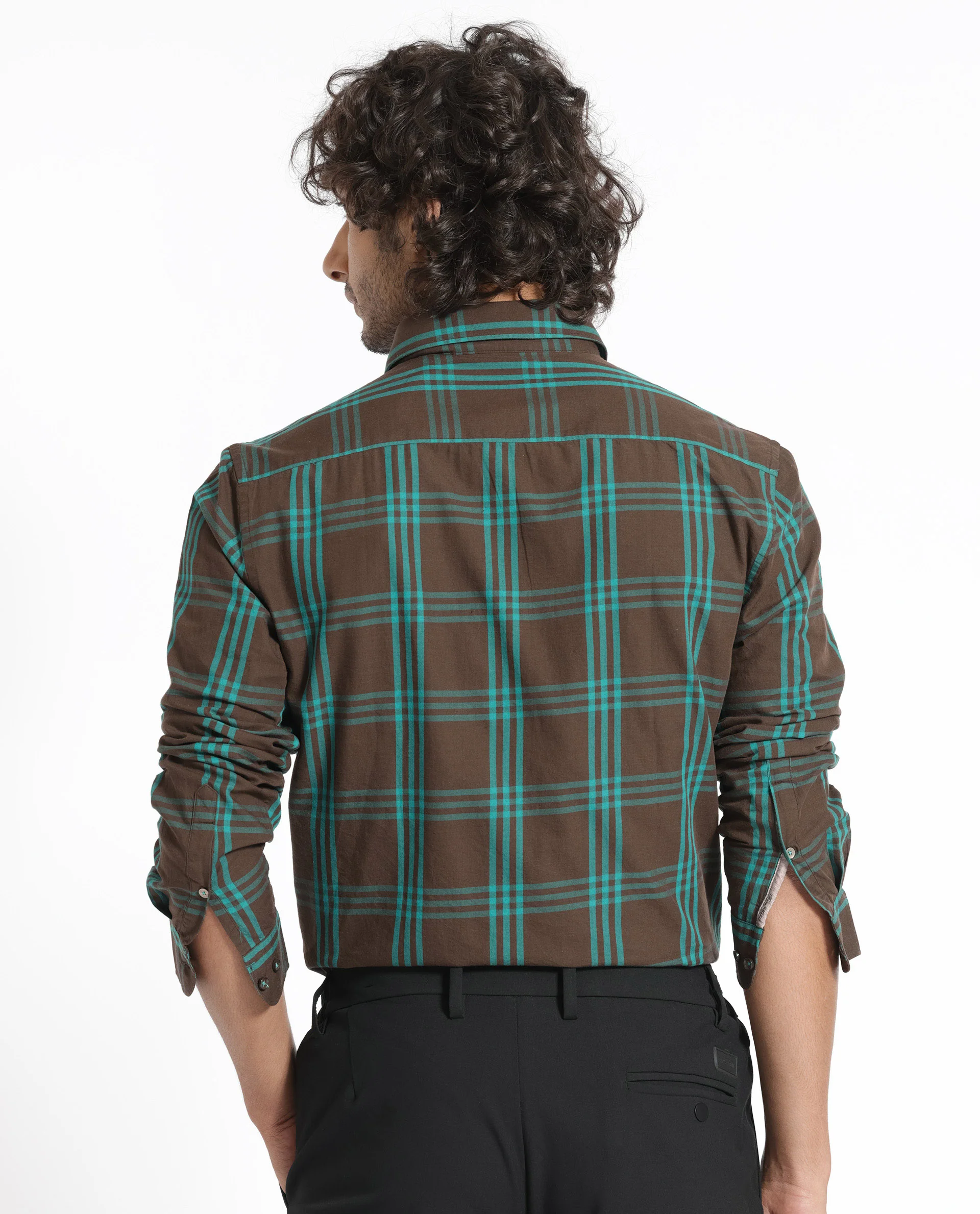 Rare Rabbit Men's Missy Brown Cotton Checked Print Regular Fit Full Sleeve Collared Shirt - Image 8