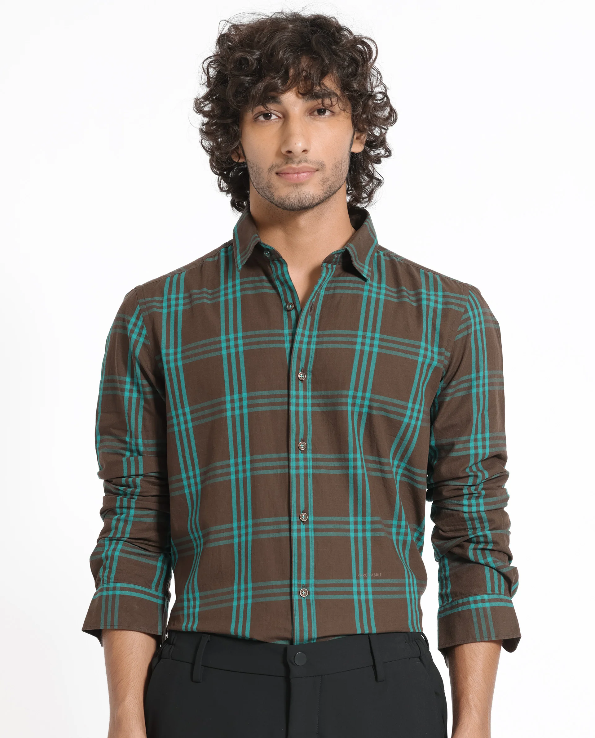 Rare Rabbit Men's Missy Brown Cotton Checked Print Regular Fit Full Sleeve Collared Shirt - Image 9