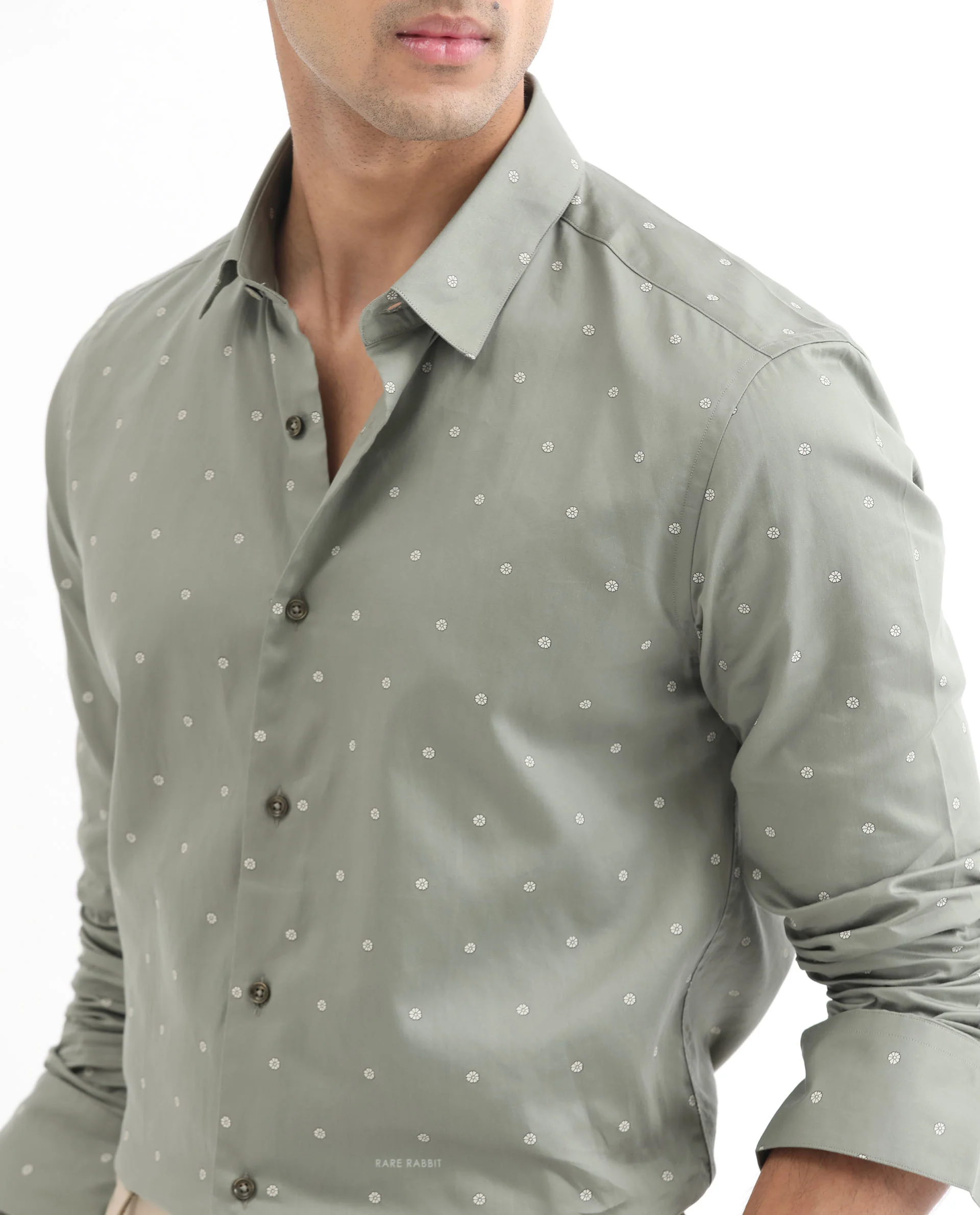 Rare Rabbit Men's Mita Green Cotton Floral Print Regular Fit Full Sleeve Collared Shirt - Image 4