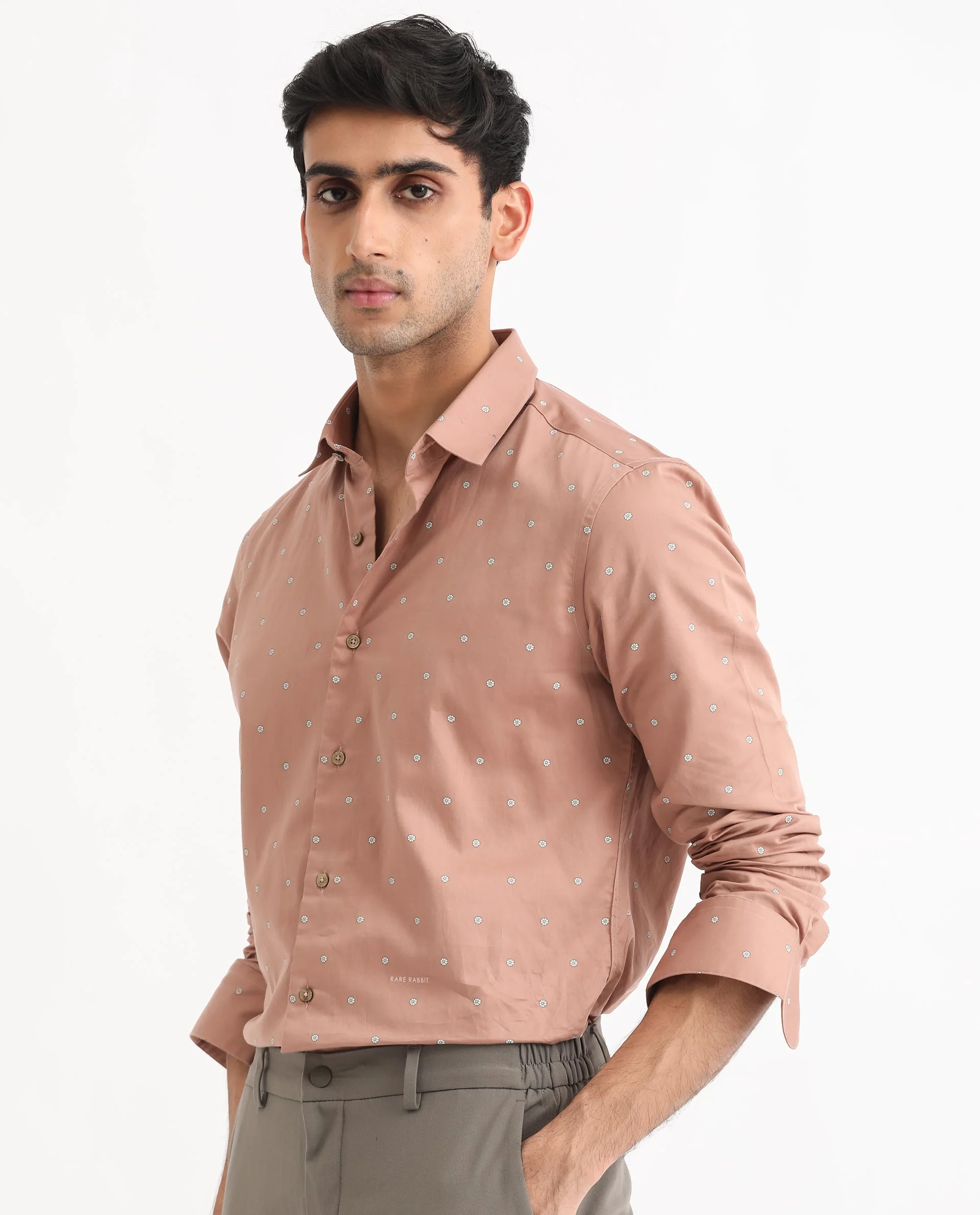 Rare Rabbit Men's Mita Pink Cotton Floral Print Regular Fit Full Sleeve Collared Shirt - Image 3