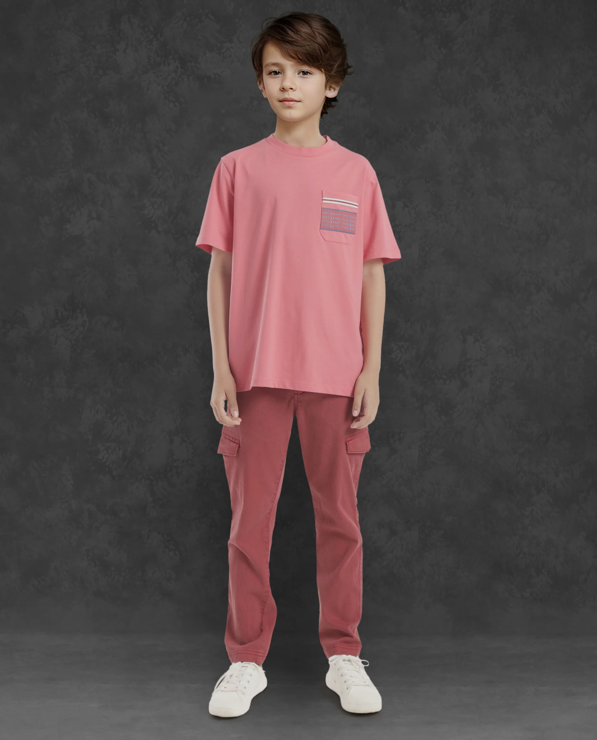 Rare Ones Kids Mitch Pink Cotton Blend Half Sleeves Crew Neck Statement Print T-Shirt - Image 4